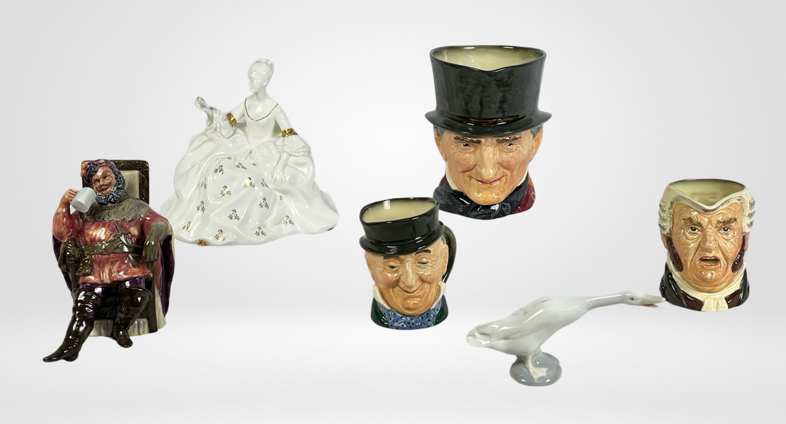 Royal Doulton Toby Jugs & Figurines w/ Lladro Goos (1 of 7)