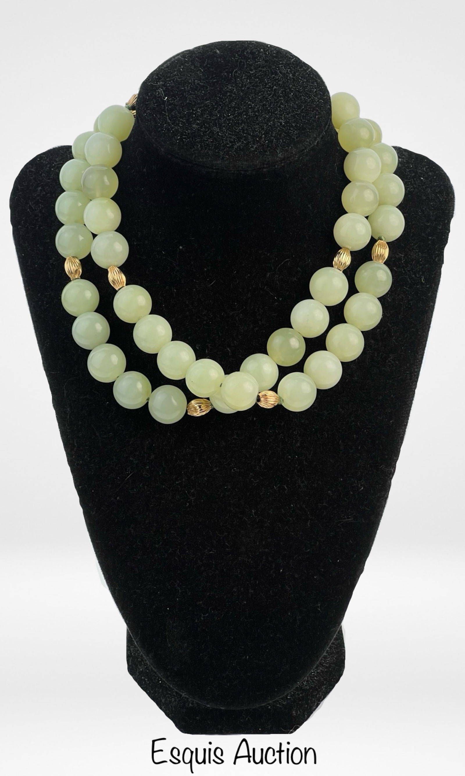 Large Jade Carved Beads & 14k Gold Necklace (1 of 3)