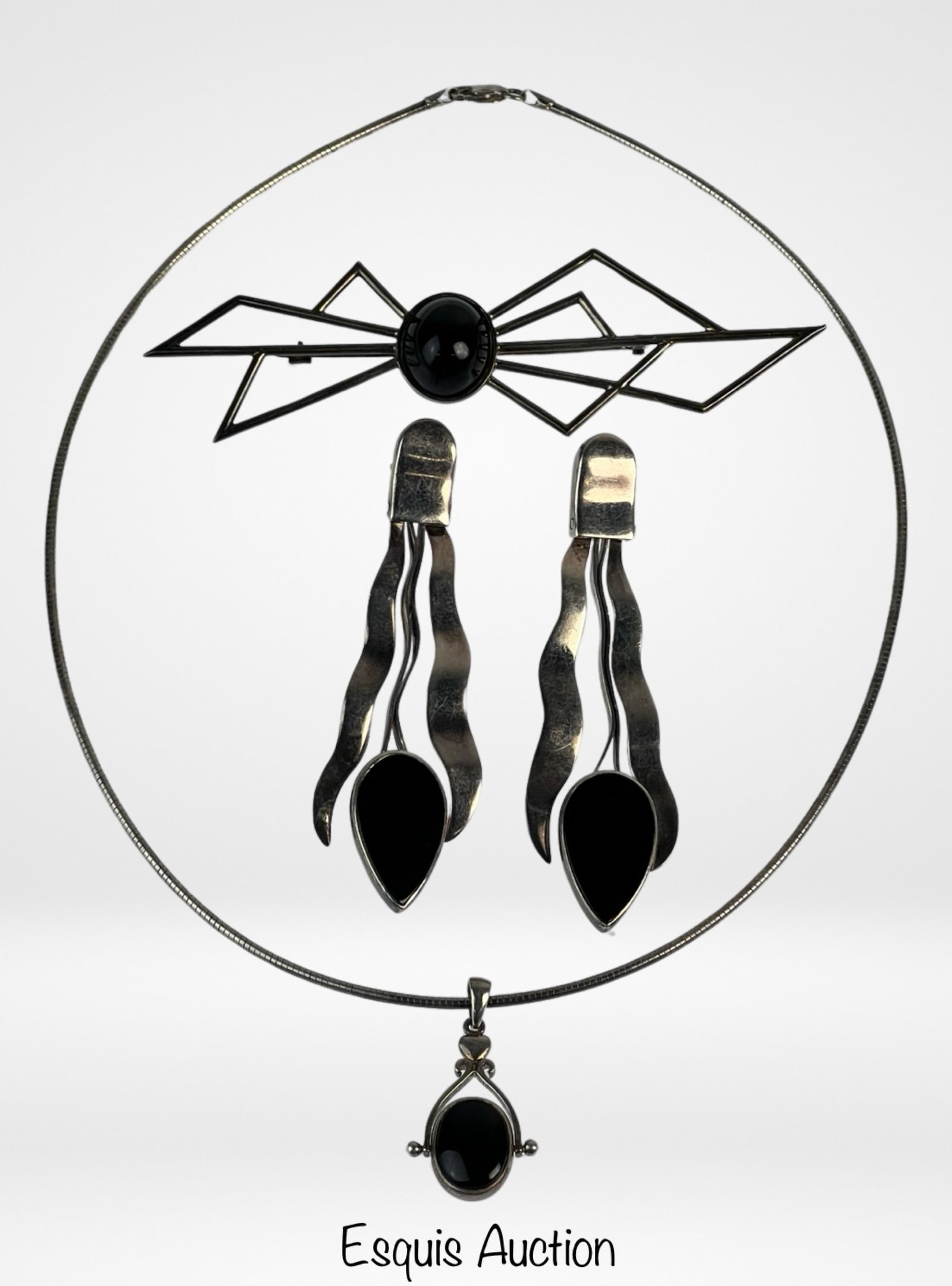 Vintage Sterling Silver Jewelry with Black Onyx (1 of 7)