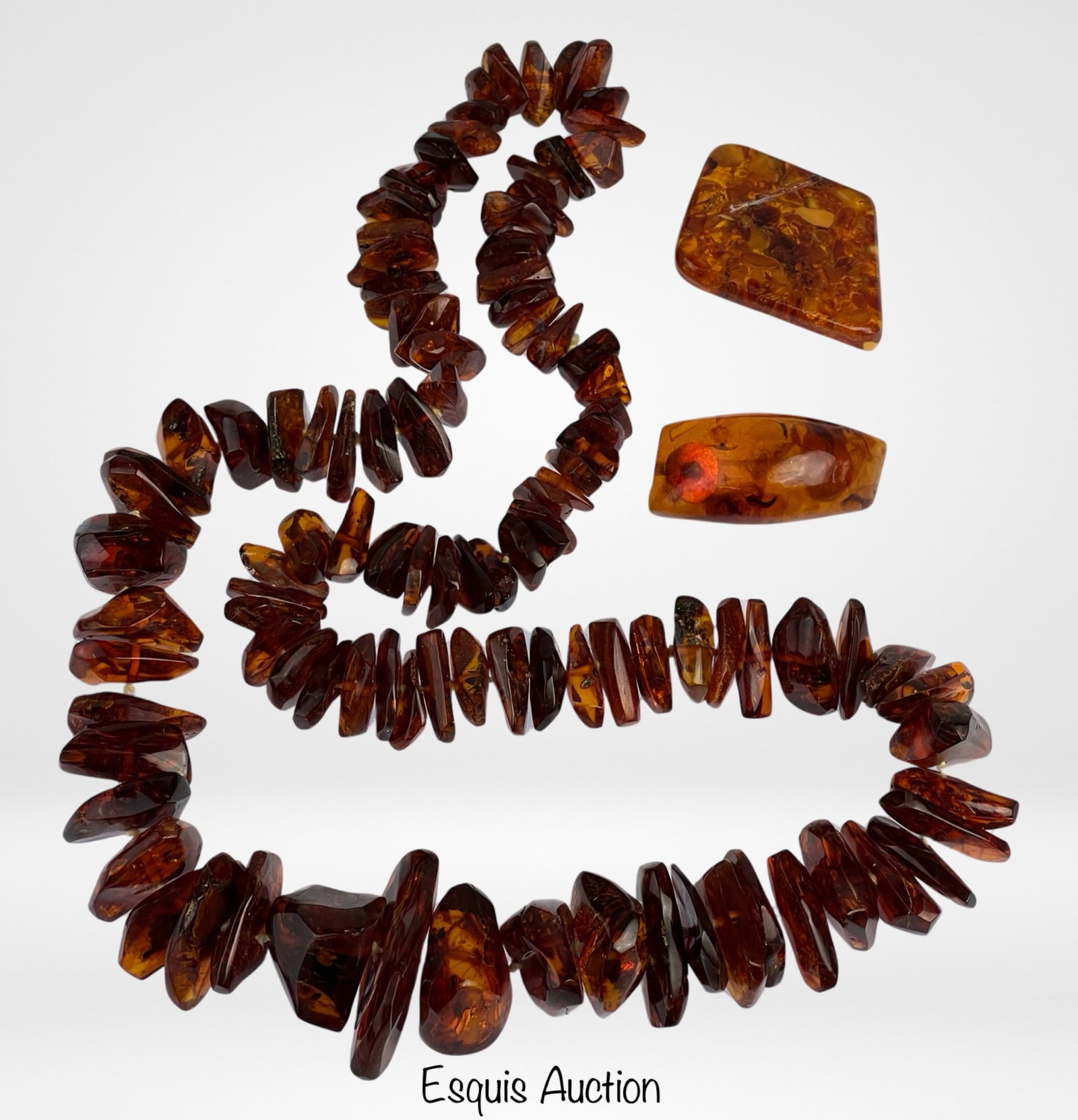 Vintage Chunk Amber Necklace & Brooches (1 of 5)