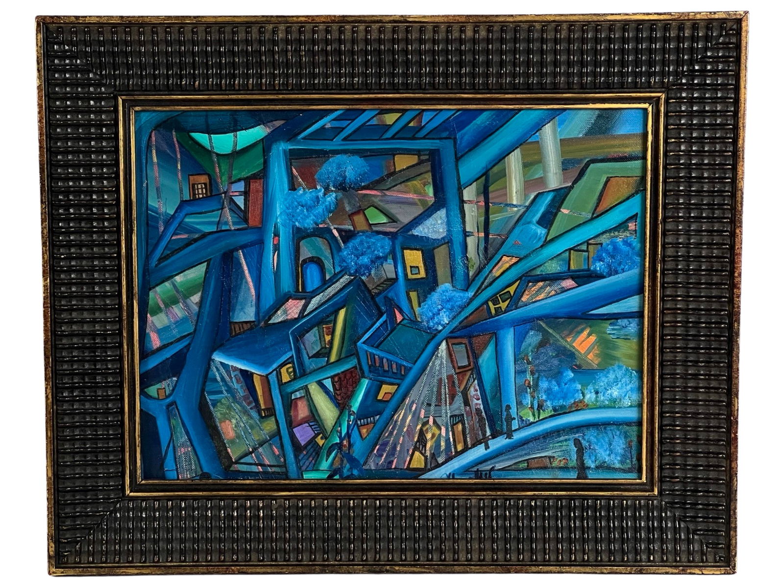 Leona Garber Modernist/ Geometric Cityscape Painti (1 of 3)