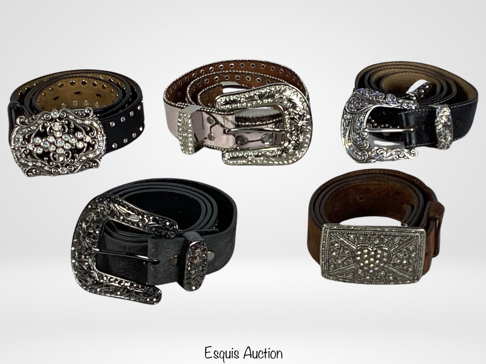 Group of Lady's Belts with Sparkling Buckles: Group of Lady's Belts with Sparkling Buckles. All in good condition.