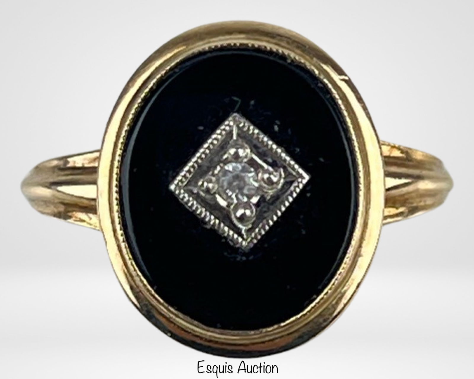 10k Gold Lady's Ring with Black Onyx & Diamond (1 of 3)