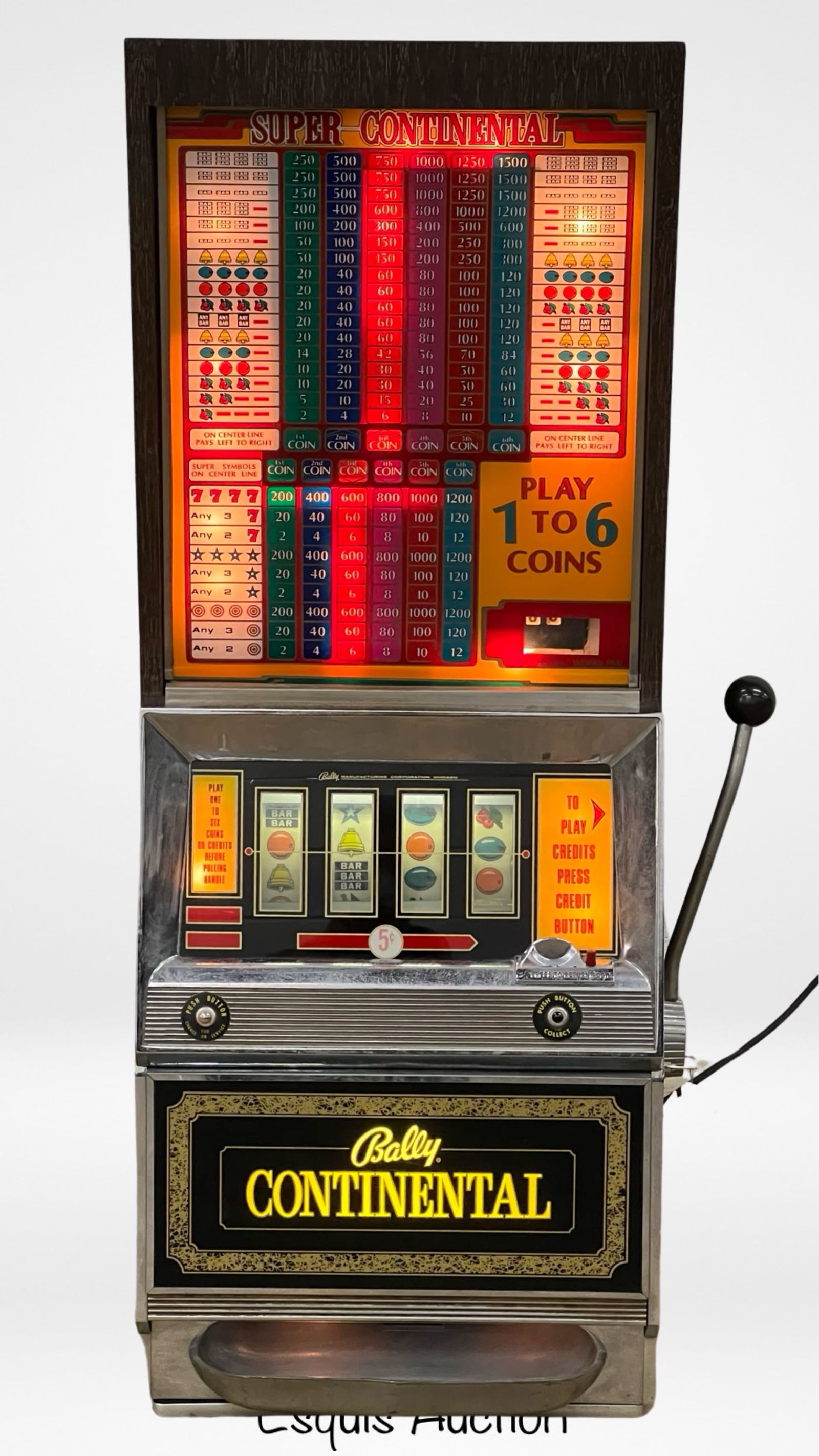 Late 60's Bally Super Continental 5c Slot Machine Late 60's Bally Super Continental 5c Slot Machine