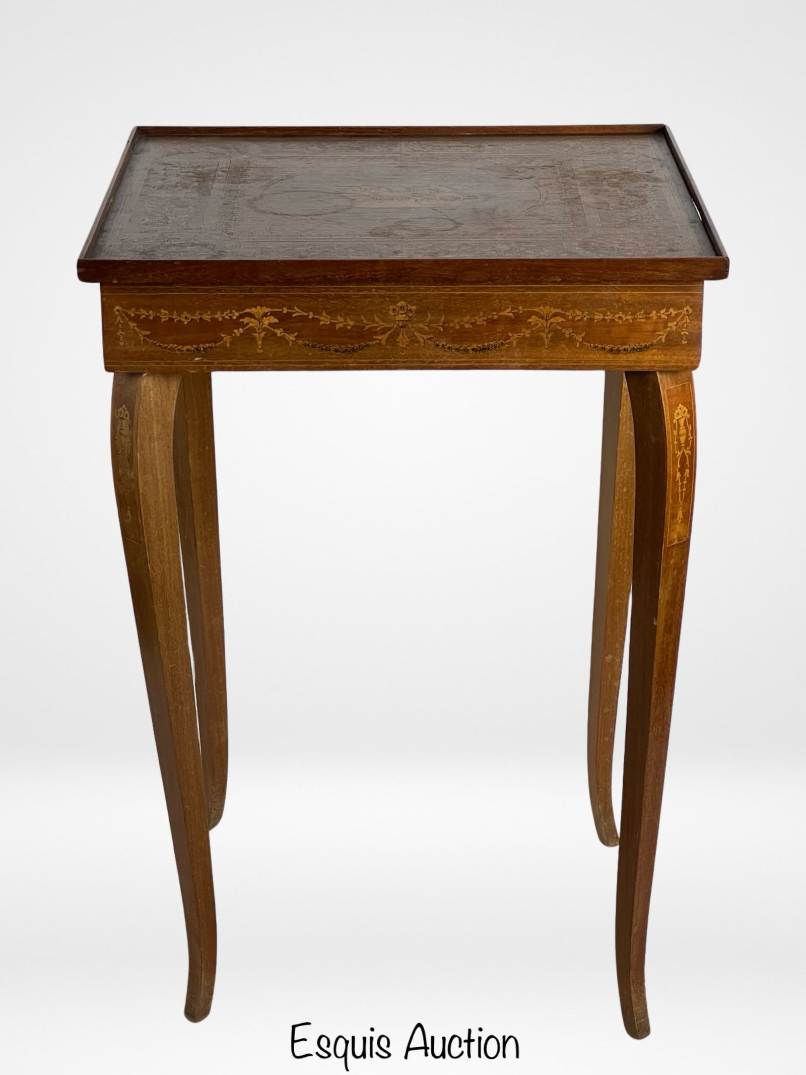Neoclassical Vintage Inlaid Wooden Side Table (1 of 4)