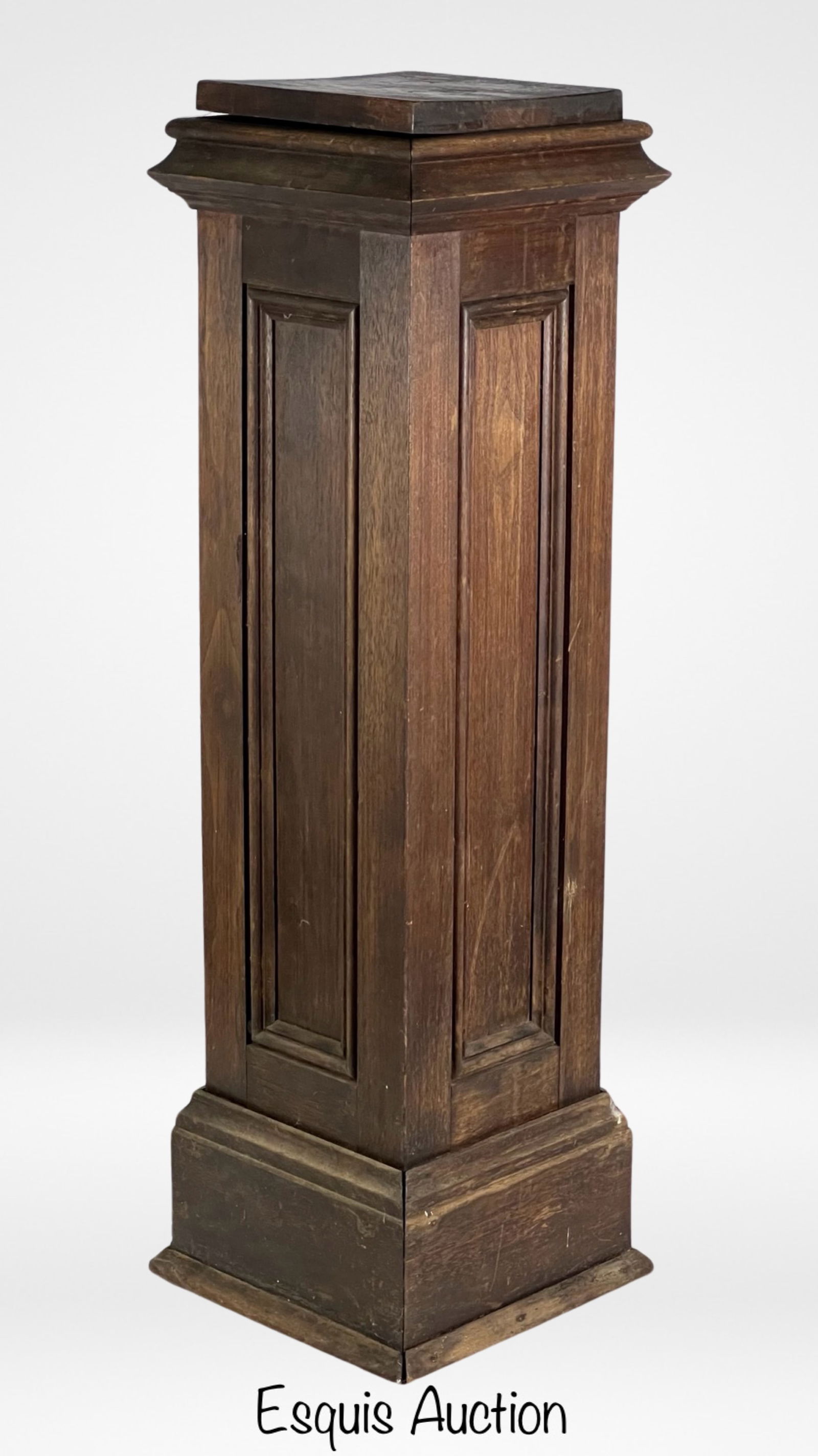 19th C Antique Oak Pillar Pedestal Uofc Auction 19th C Antique Oak Pillar Pedestal Uofc Auction