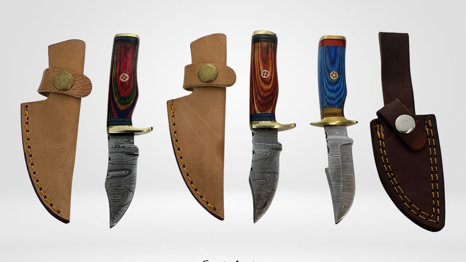 Hand Made Damascus Steel Hunting Skinner Knives (1 of 3)