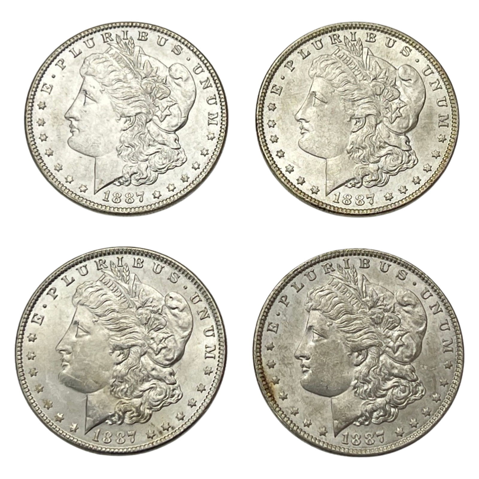 Four 1887 US Morgan Silver Dollar Coins- UNC (1 of 2)