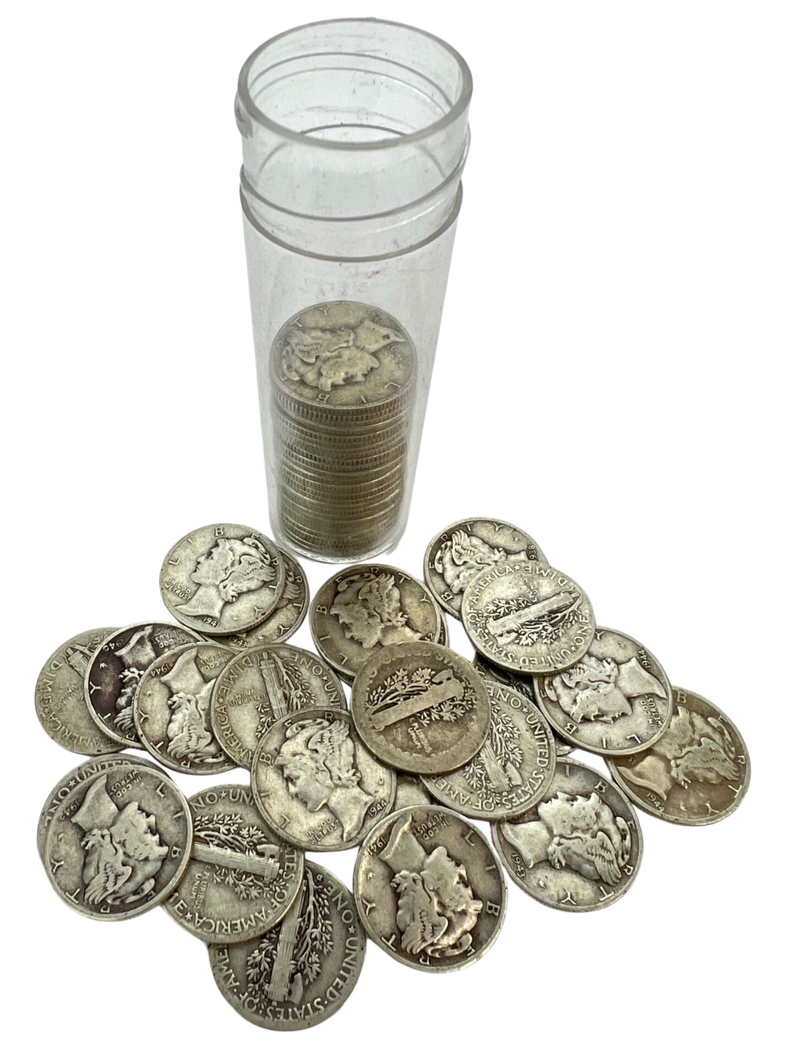 Fifty US Silver Mercury Dime Coins (1 of 1)