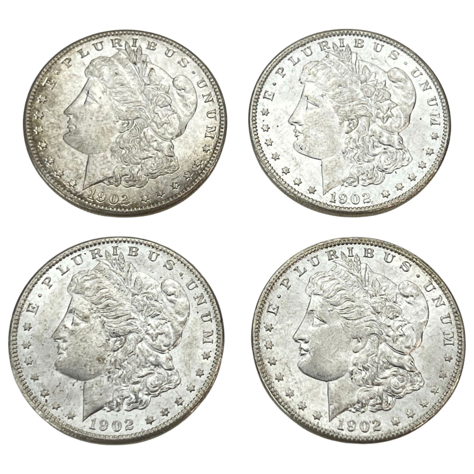 4 1902 O US Silver Morgan Dollar Coins (1 of 2)