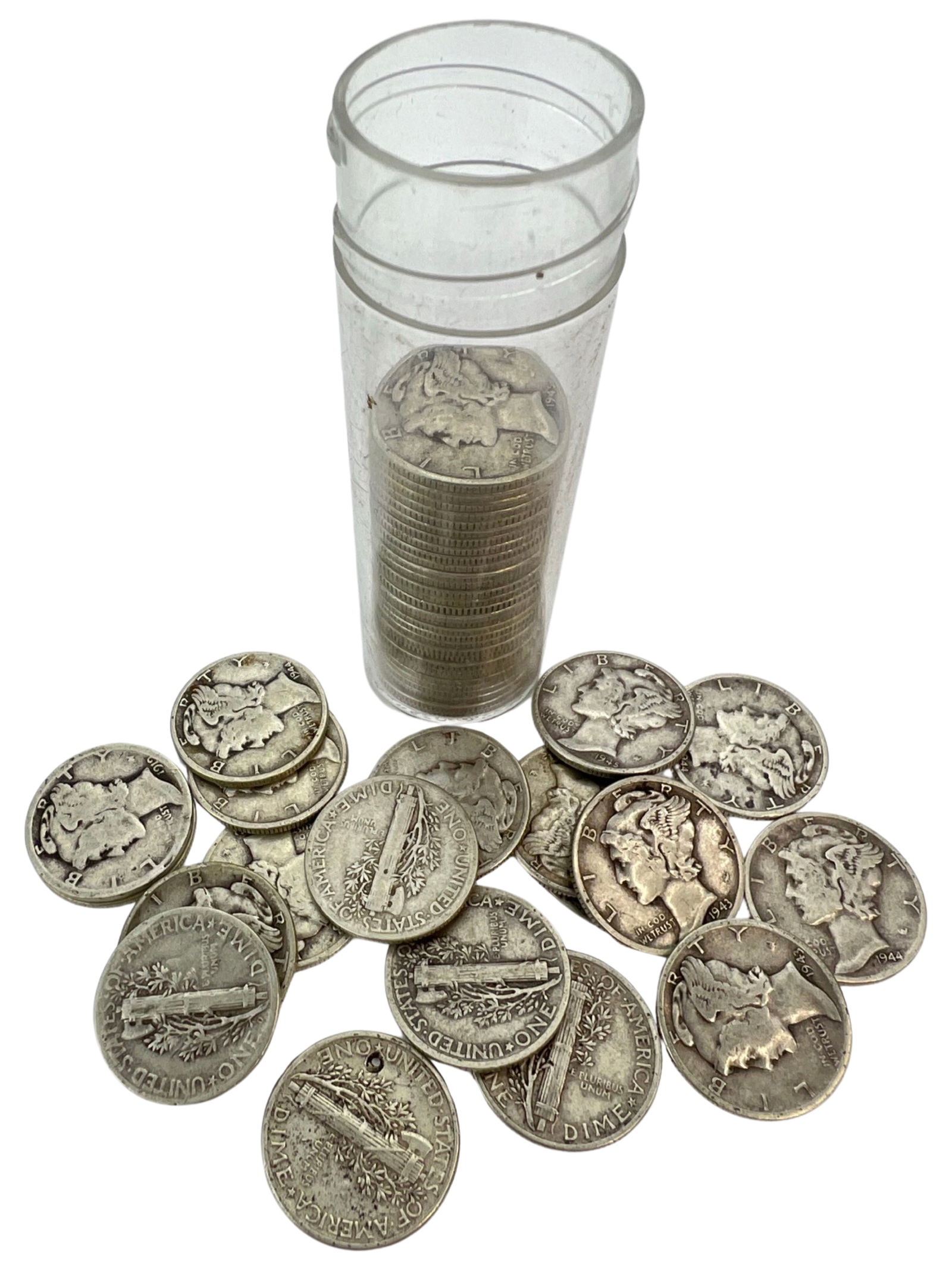 Fifty US Silver Mercury Dime Coins (1 of 1)