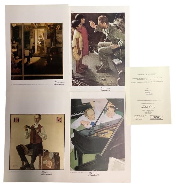 Norman Rockwell Set of 4 Signed Art Book Pages (1 of 10)