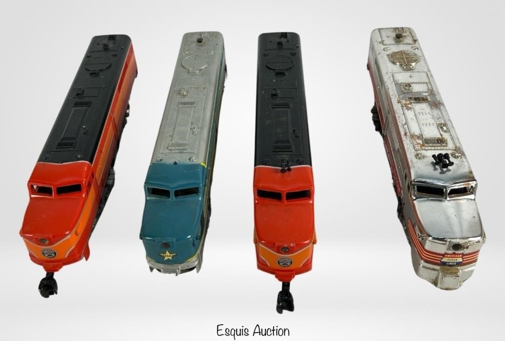 Vintage American Flyer Diesel Locomotives: Lot of Four Vintage Gilbert American Flyer Locomotives including Southern Pacific 8150 & 8152, Silver Streak and Comet 466. S Gauge.