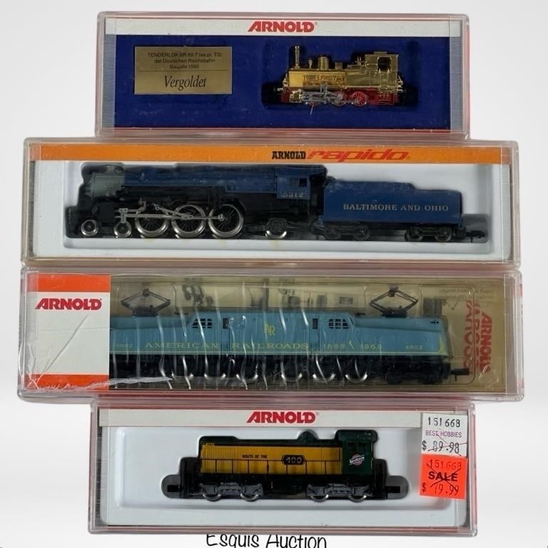 N Scale Arnold Rapido RR Train Locomotives: N Scale Arnold Rapido RR Train Locomotives. Lot of 4.