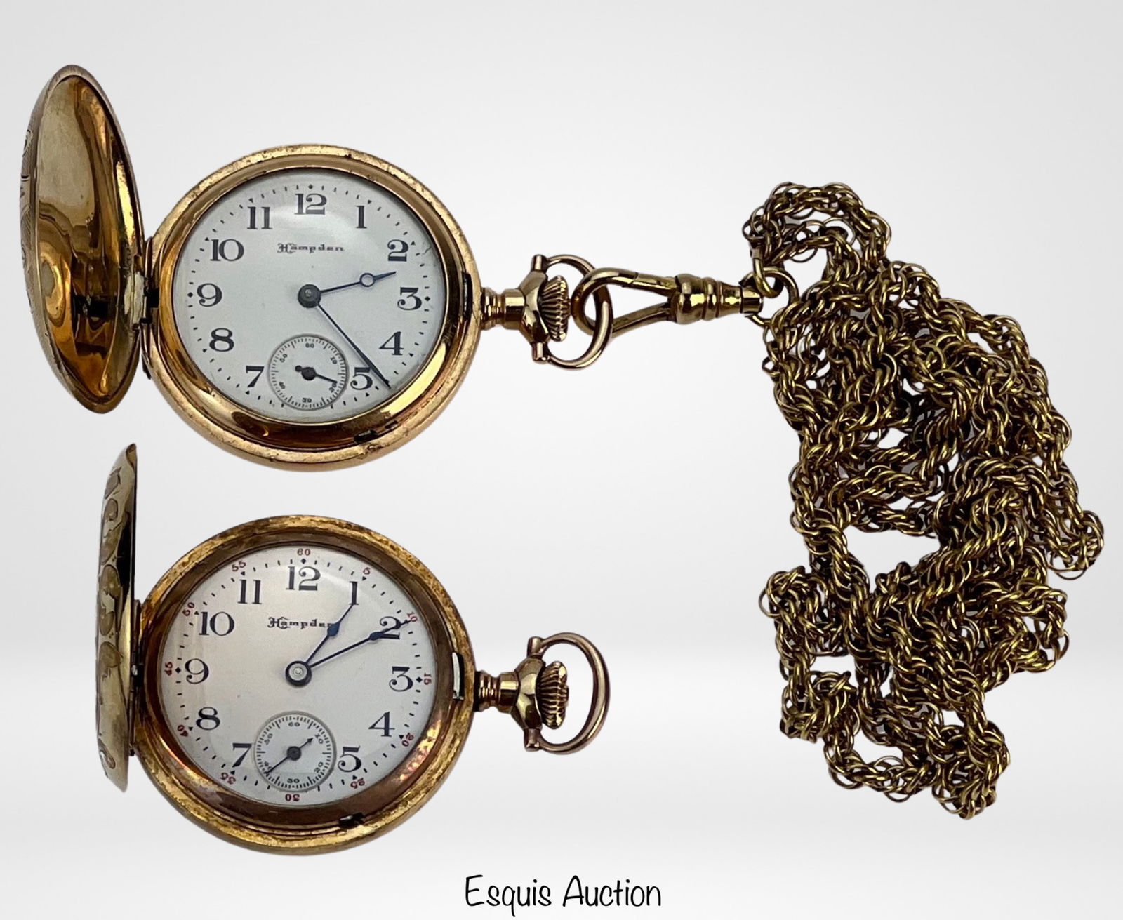 Two Antique Lady's Hampden Pocket Watches Gold Fil (1 of 8)