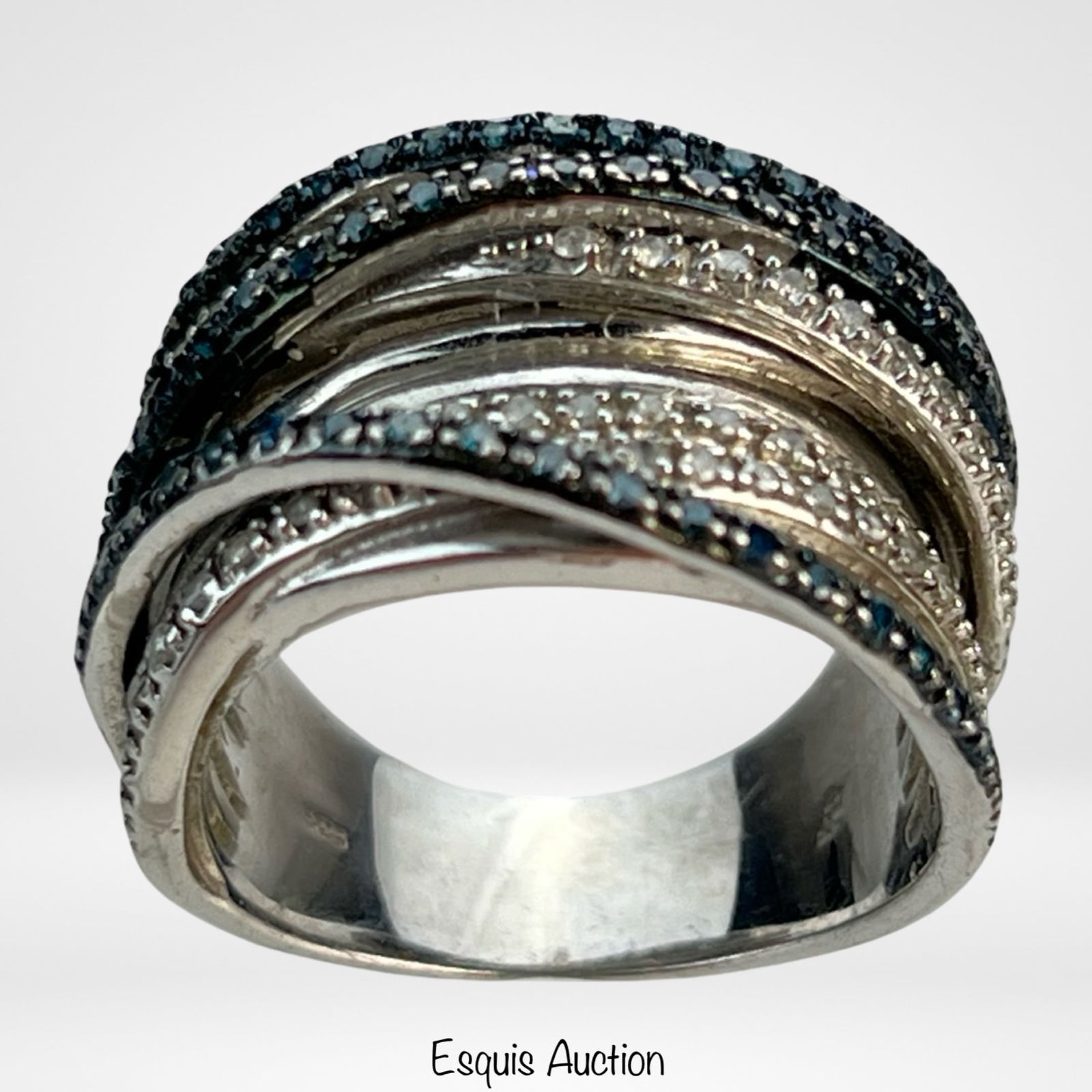 Massive Lady's Sterling Silver Ring w/ Rhinestones (1 of 5)