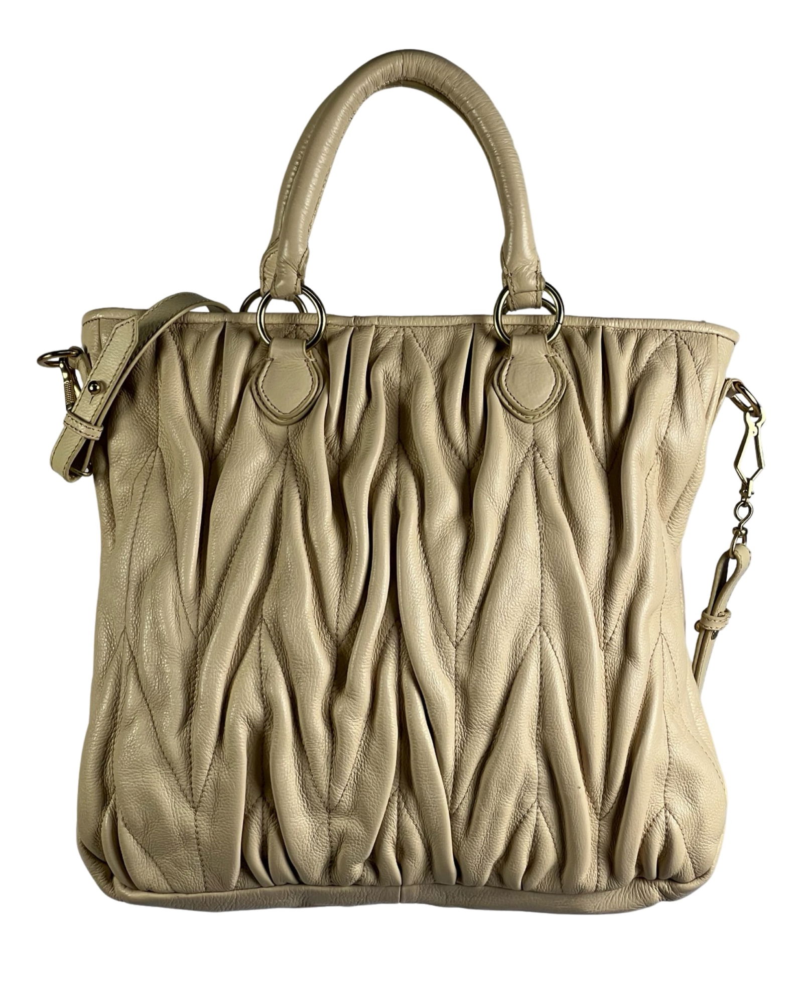 Miu Miu Matellase Beige Leather Tote Bag (1 of 4)