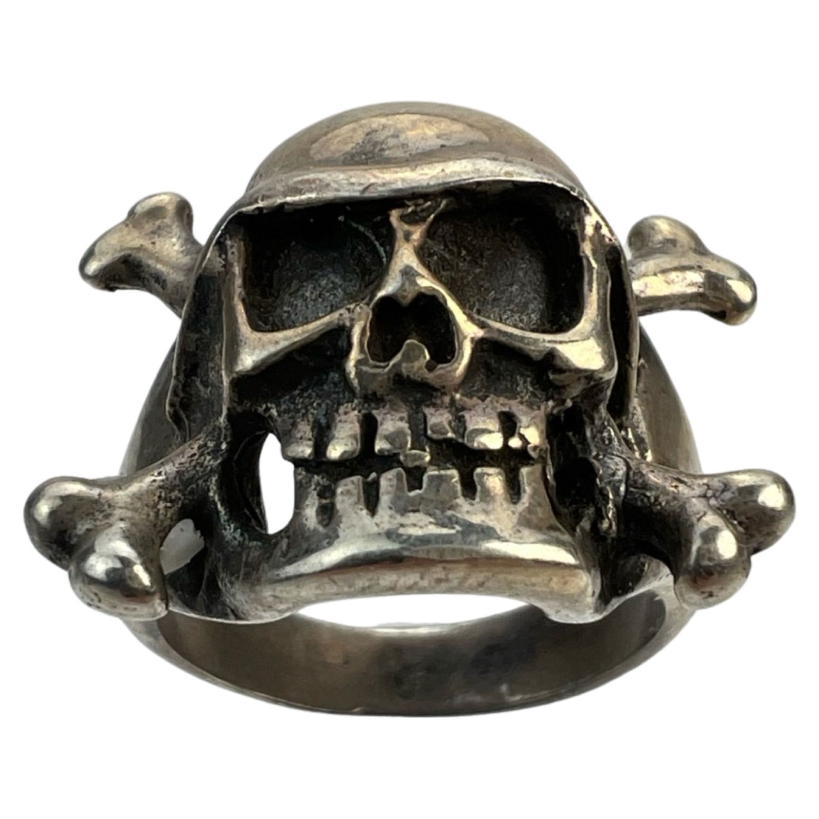 Massive Men's Biker Skull Sterling Silver Ring (1 of 5)