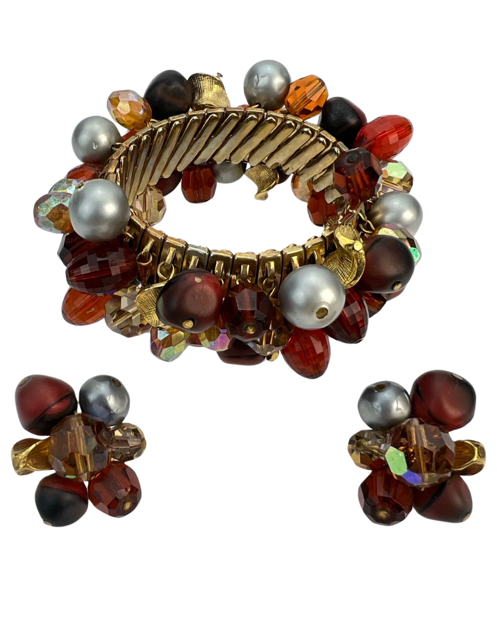 Hattie Carnegie Beaded Bracelet & Earrings (1 of 5)