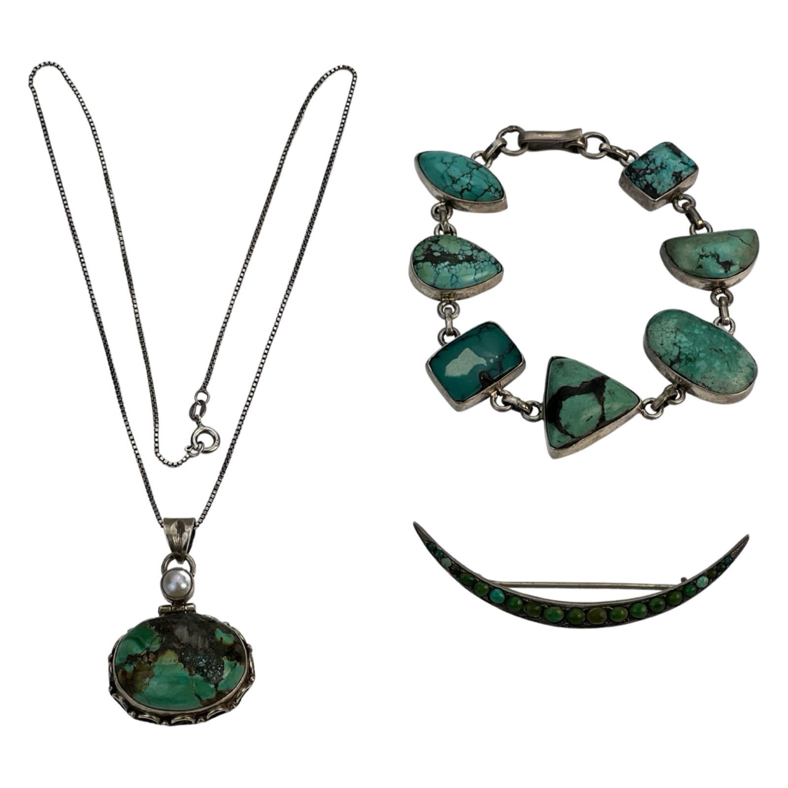 Sterling Silver & Turquoise Jewelry7 1/2" x 1", Ne (1 of 7)