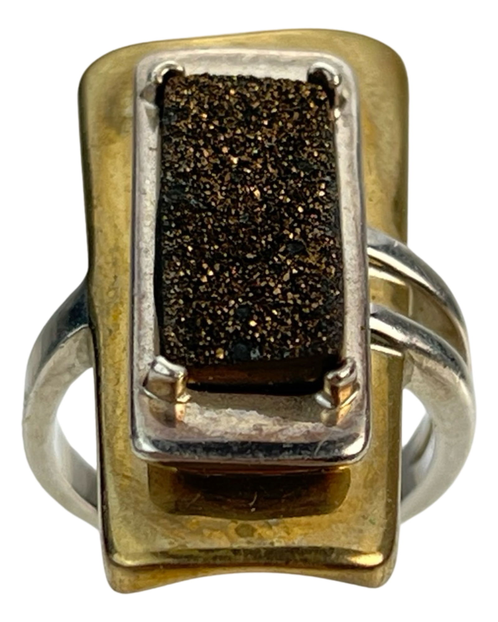 RLM Robert Lee Morris Sterling "Art Deco" Ring: RLM- Robert Lee Morris "Art Deco" Style Two Tone Sterling Silver Sandstone Lady's Ring. Size- 8. Good Condition.