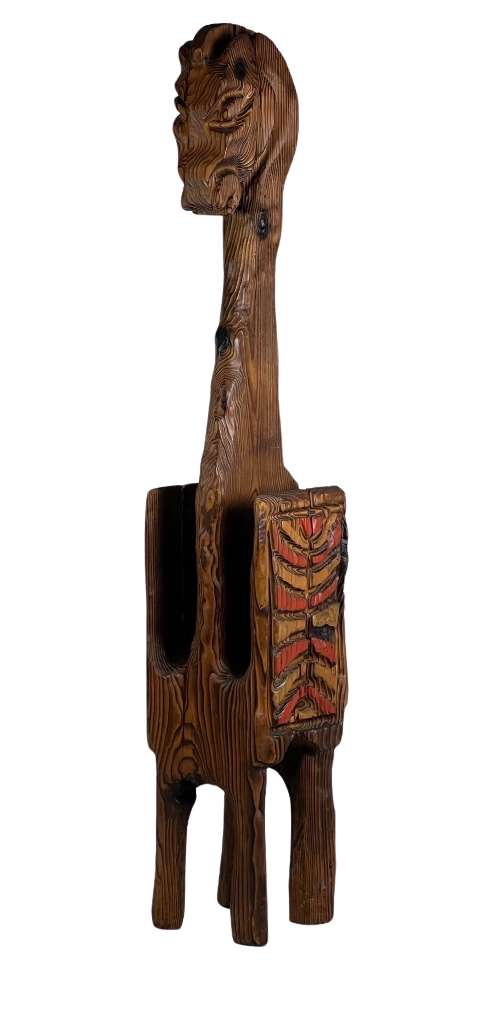 1960s Witco Tiki Horse  Wood Carved Magazine Rack (1 of 5)