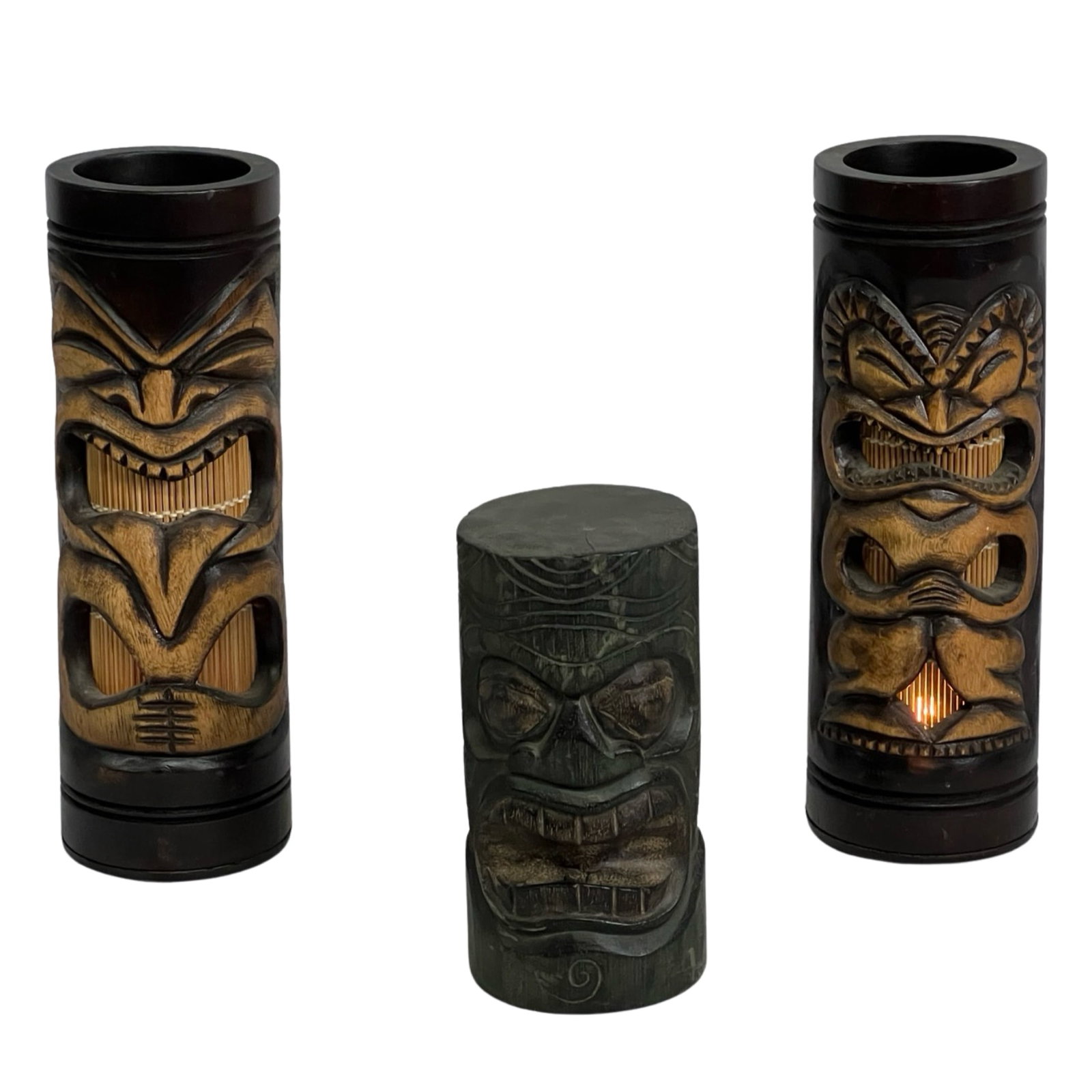 Hawaiian Wood Carved Tiki Totem Table Lights (1 of 3)