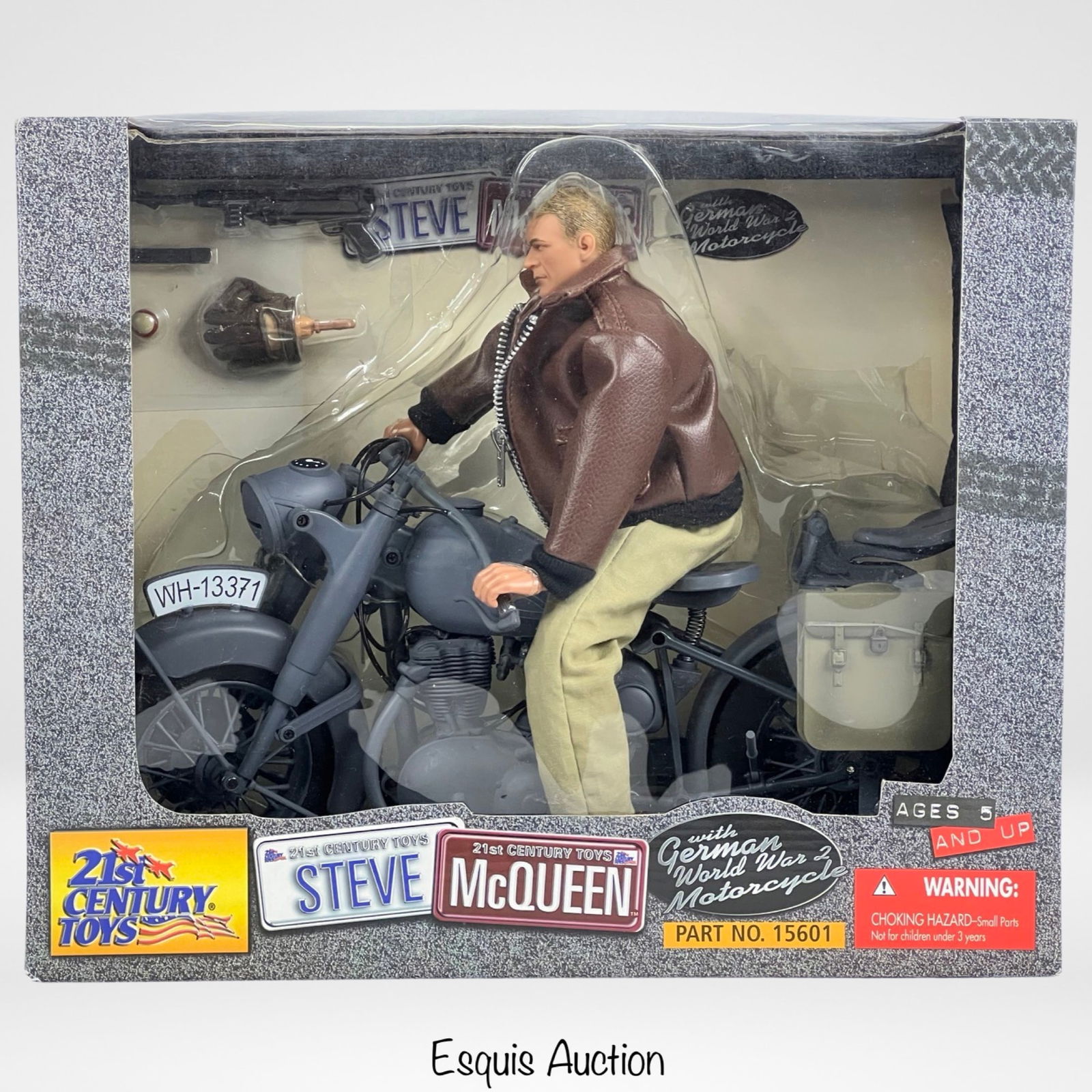 Steve McQueen Action Figure on WWII German Bike: Steve McQueen Action Figure on WWII German Motorcycle by 21st Century Toys. 1:6 Scale, Mint.