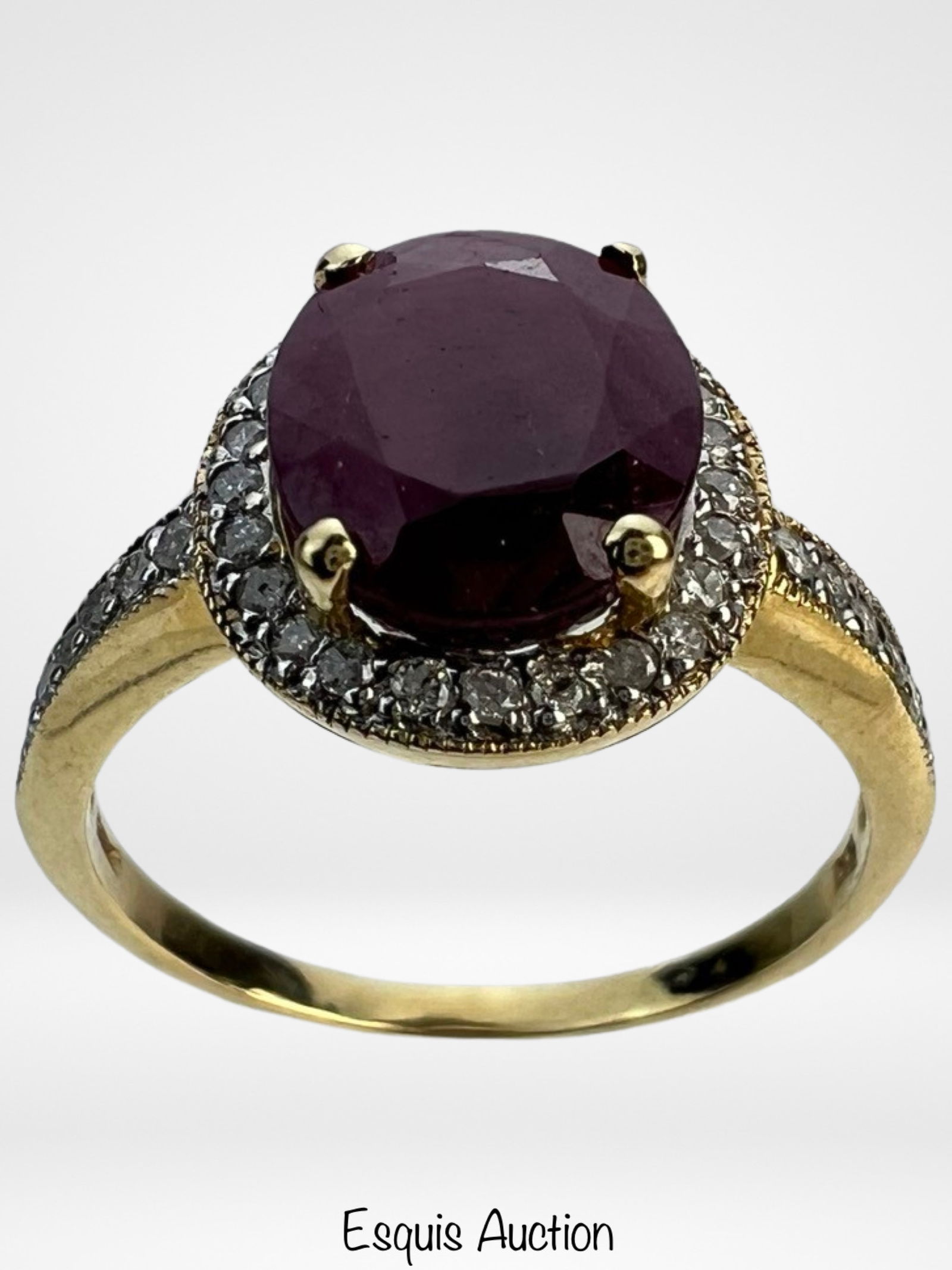 10k Gold Lady's Ring with Purple Garnet & Diamonds (1 of 6)