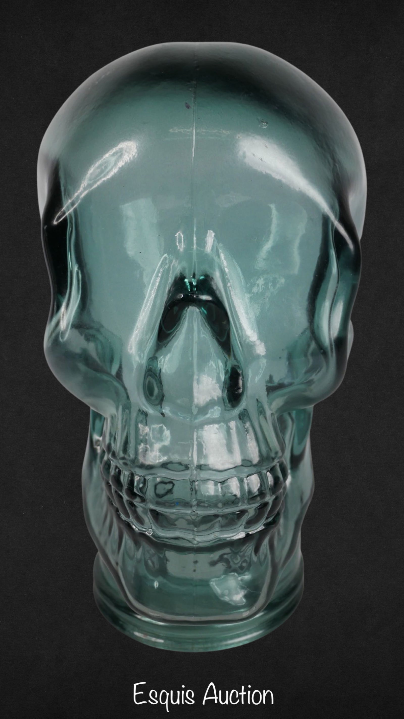 Green Glass Skull Head Hat/ Wig Display (1 of 4)