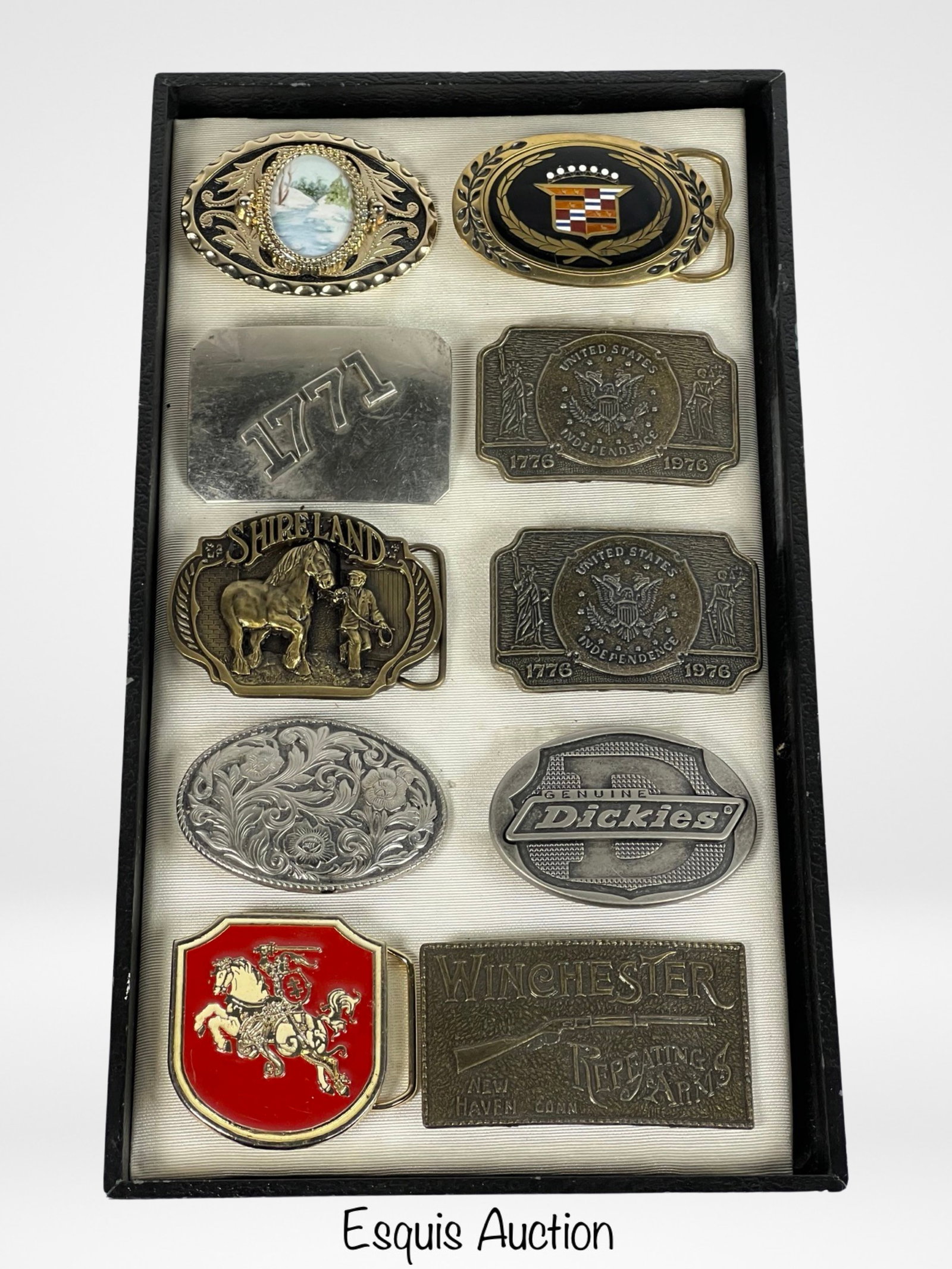 Group of Vintage Belt Buckles and Badges: Group of Vintage Belt Buckles and Badges