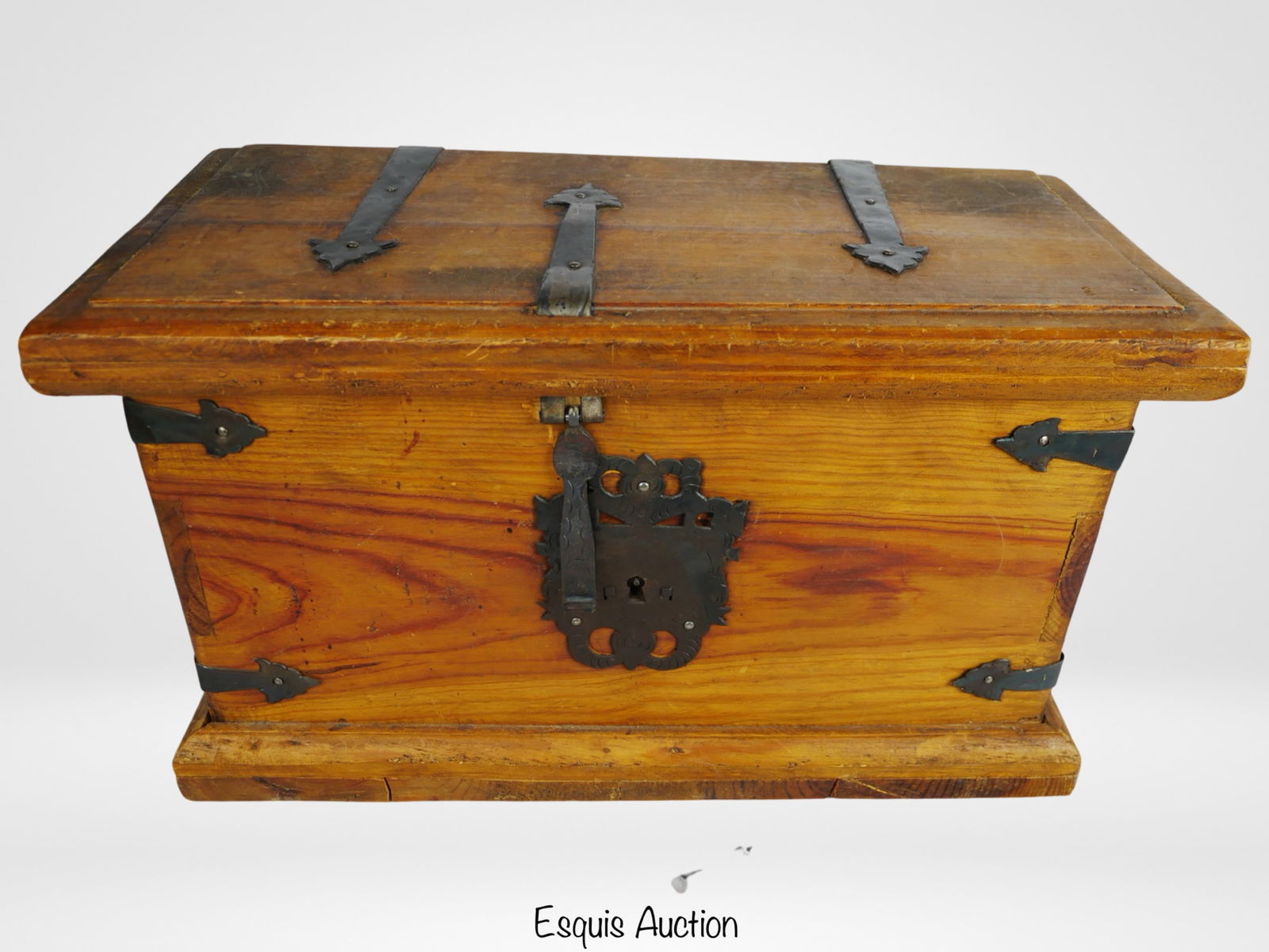 Rustic Handmade Solid Wood Wrought Iron Chest Box (1 of 5)