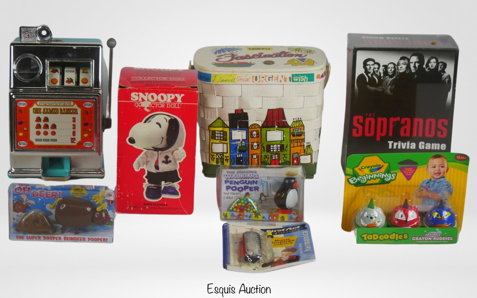 Lot of Vintage Toys- Snoopy Doll, One Armed Banker: Lot of Vintage Toys
