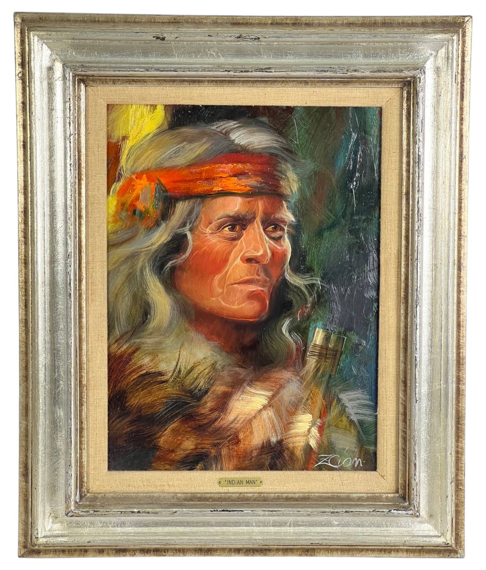 Donald Zolan- Portrait of Indian Man Oil Painting: This striking oil painting on canvas by Donald James Zolan presents a captivating portrait of an Indian man with remarkable depth and detail. The artist's skillful brushwork brings the subject to life