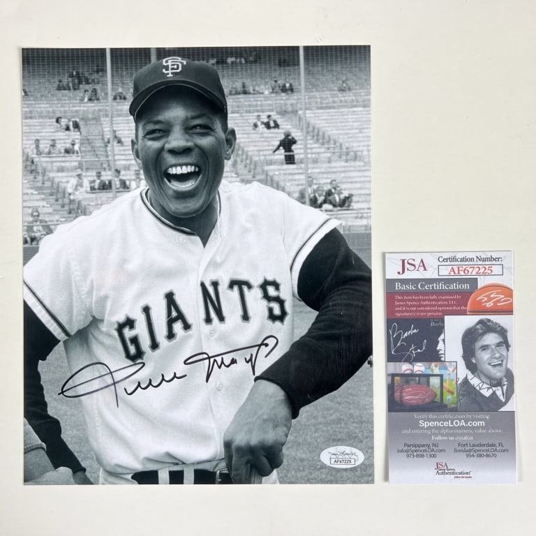Willie Mays Autographed "Giants" Photograph: Capture the magic of baseball with this extraordinary Willie Mays Autographed 8" x 10" Photograph. As one of the greatest players in the history of baseball, Willie Mays's impact on the sport is unden
