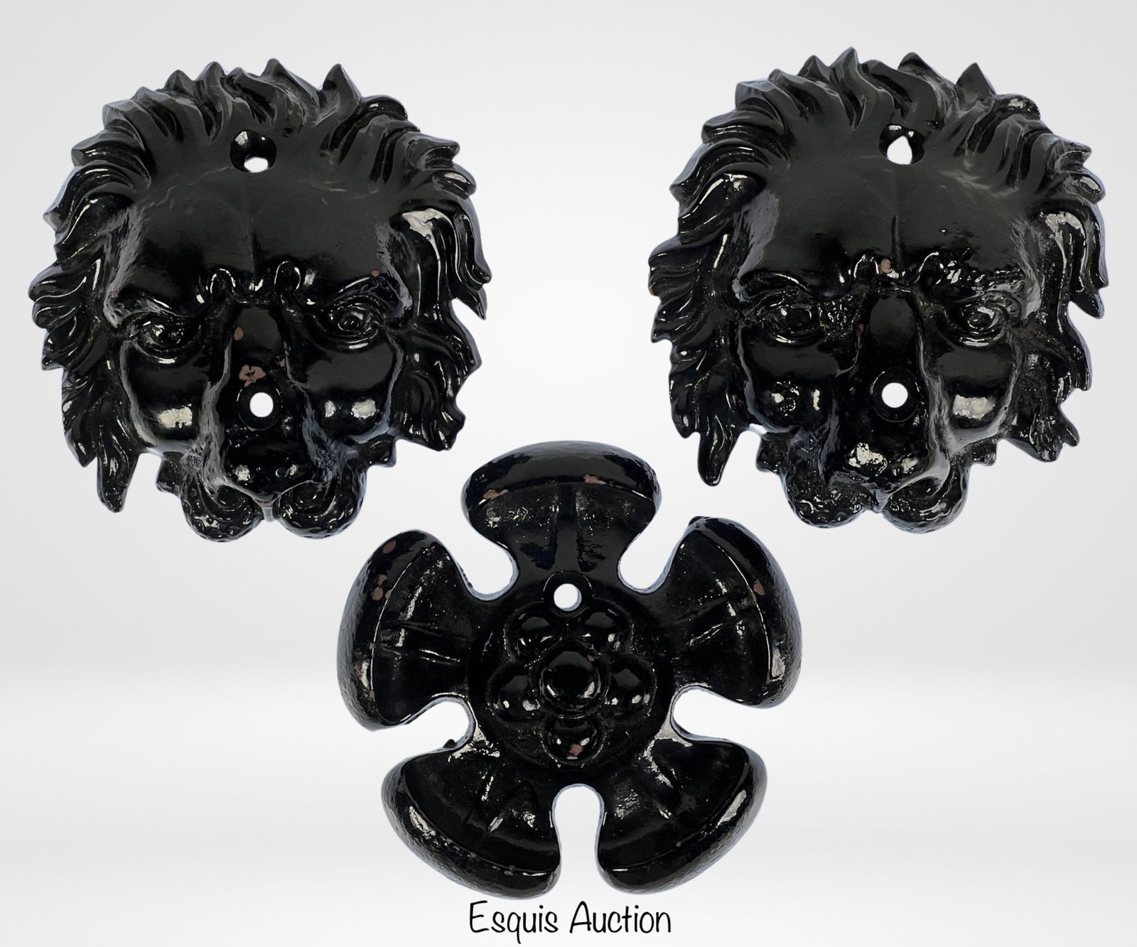 Antique Cast Iron Lion Heads Wall Decor Plaques (1 of 3)