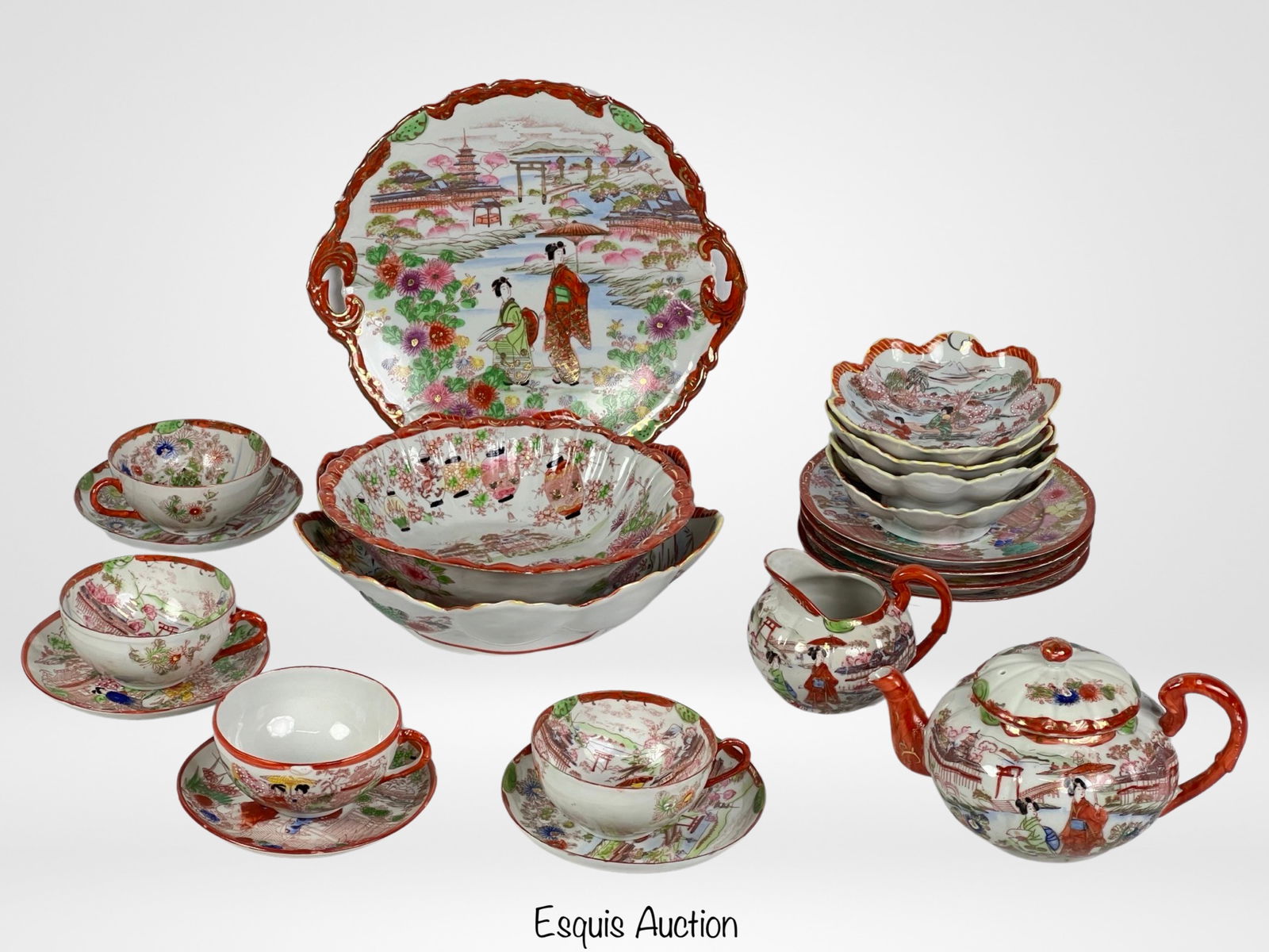 Antique Japanese Kutani Hand Painted China Set (1 of 9)