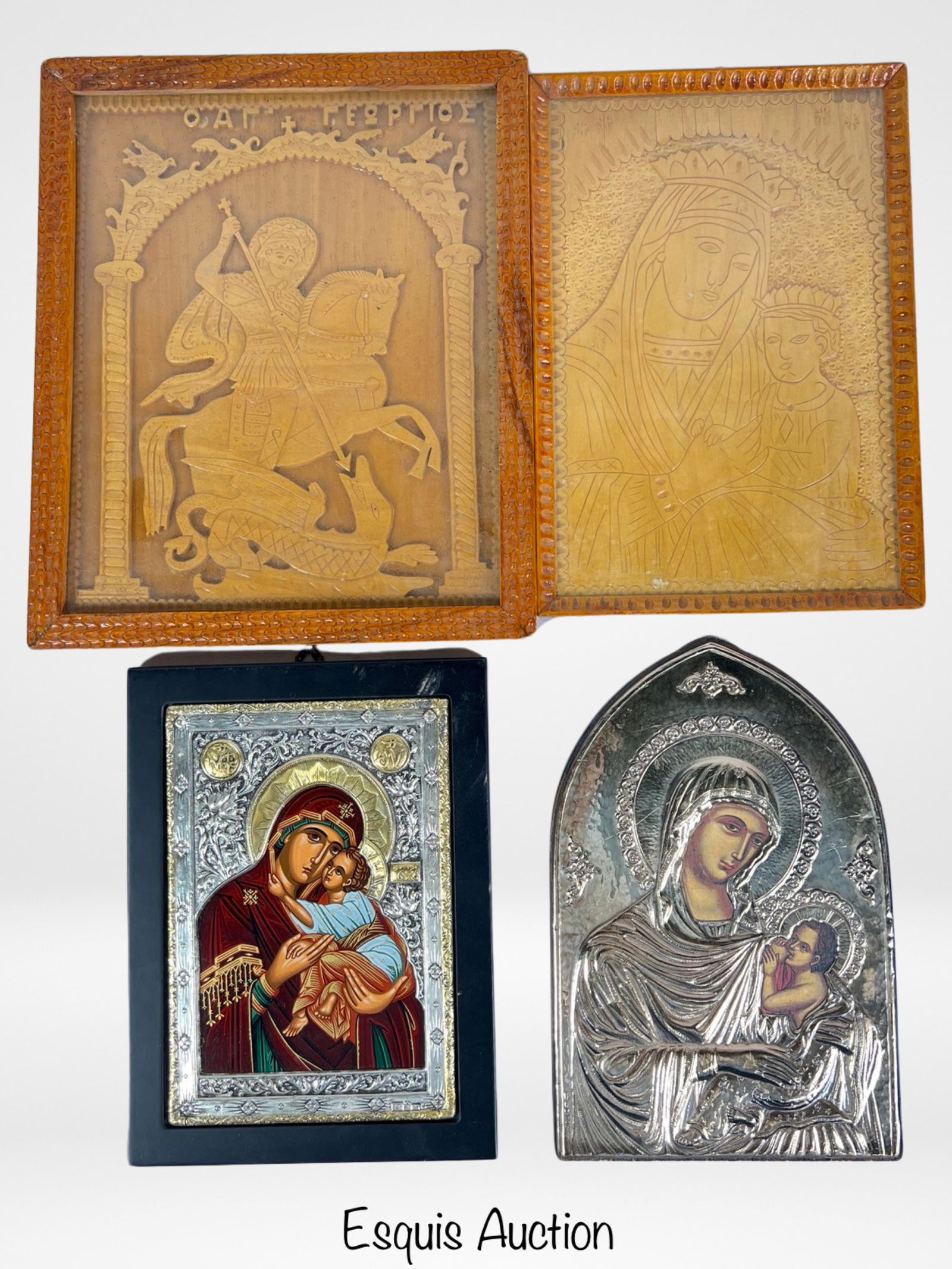Russian & Greek Orthodox Icons- Silver & Wood (1 of 6)