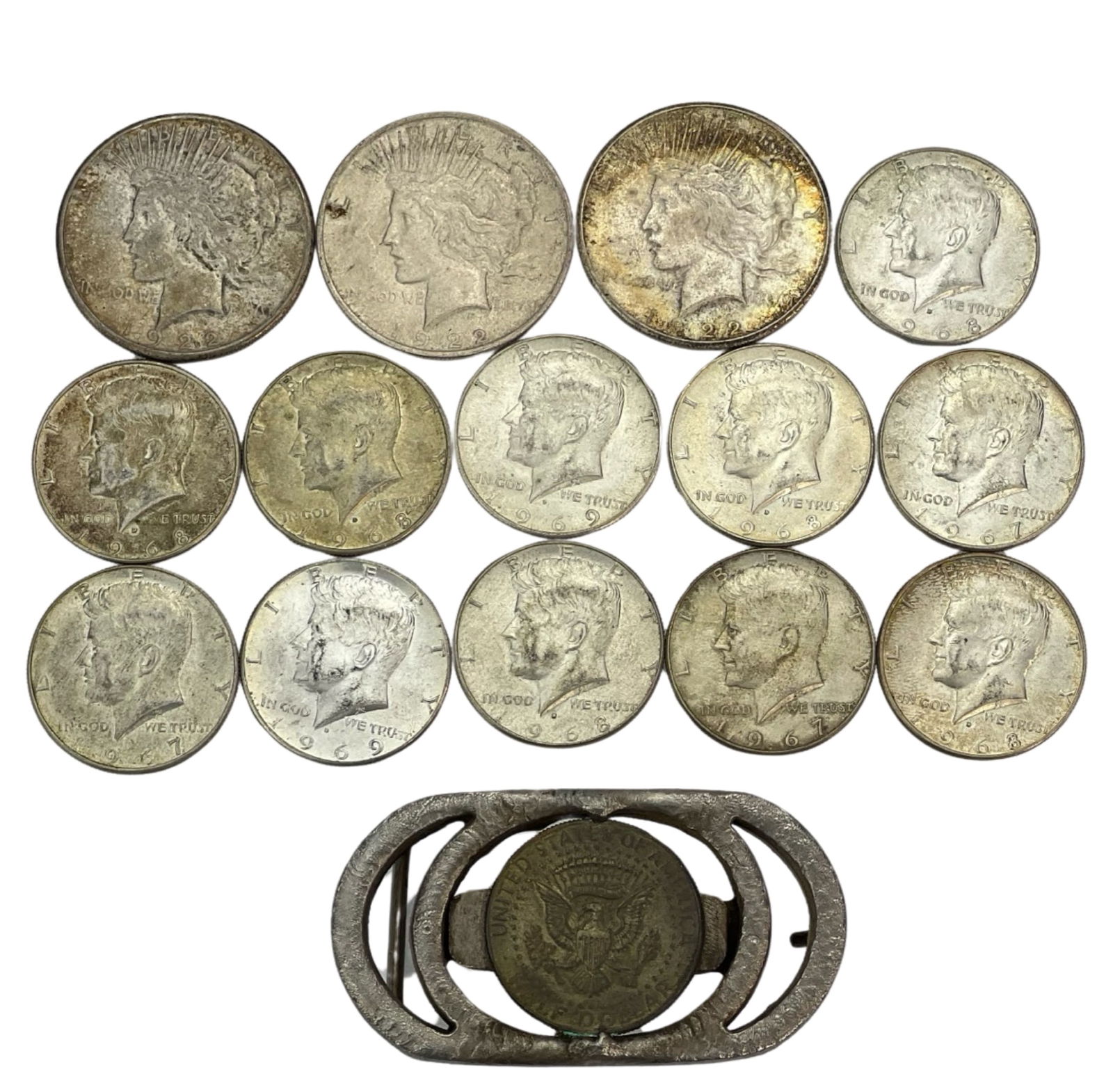 US Peace Silver Dollars & Kennedy Silver Half Doll (1 of 4)