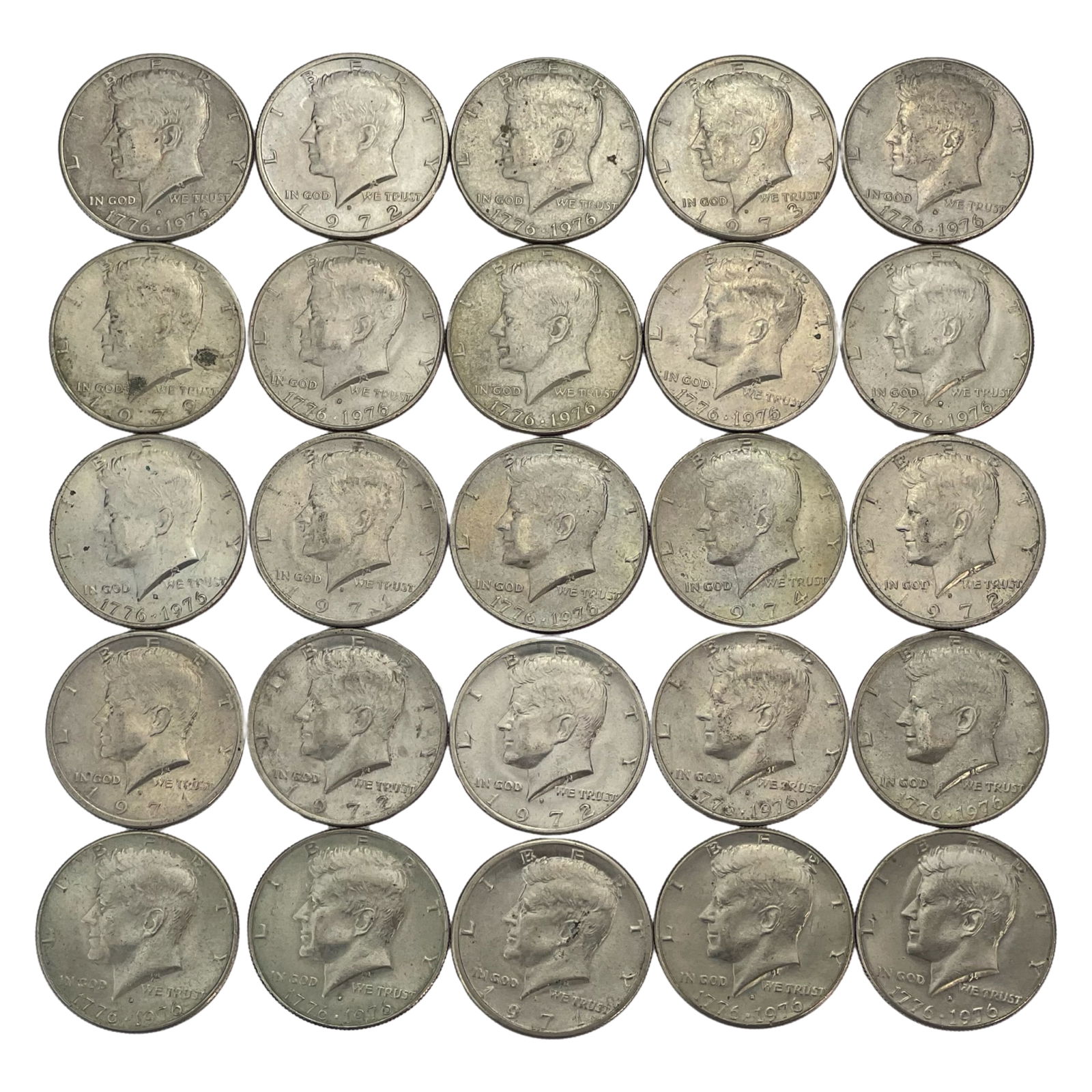 25 Kennedy Half Dollar Coins (1 of 3)