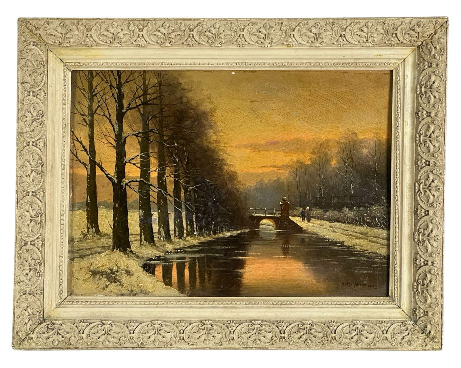 Oil Painting on Board of Winter Pond -early 20th C (1 of 3)
