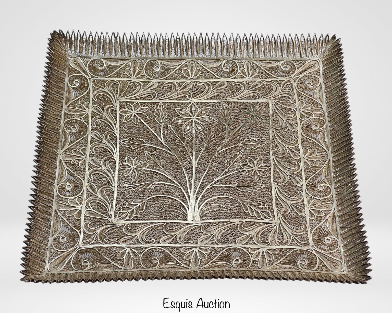 Middle Eastern Large Sterling Silver Filigree Tray (1 of 3)