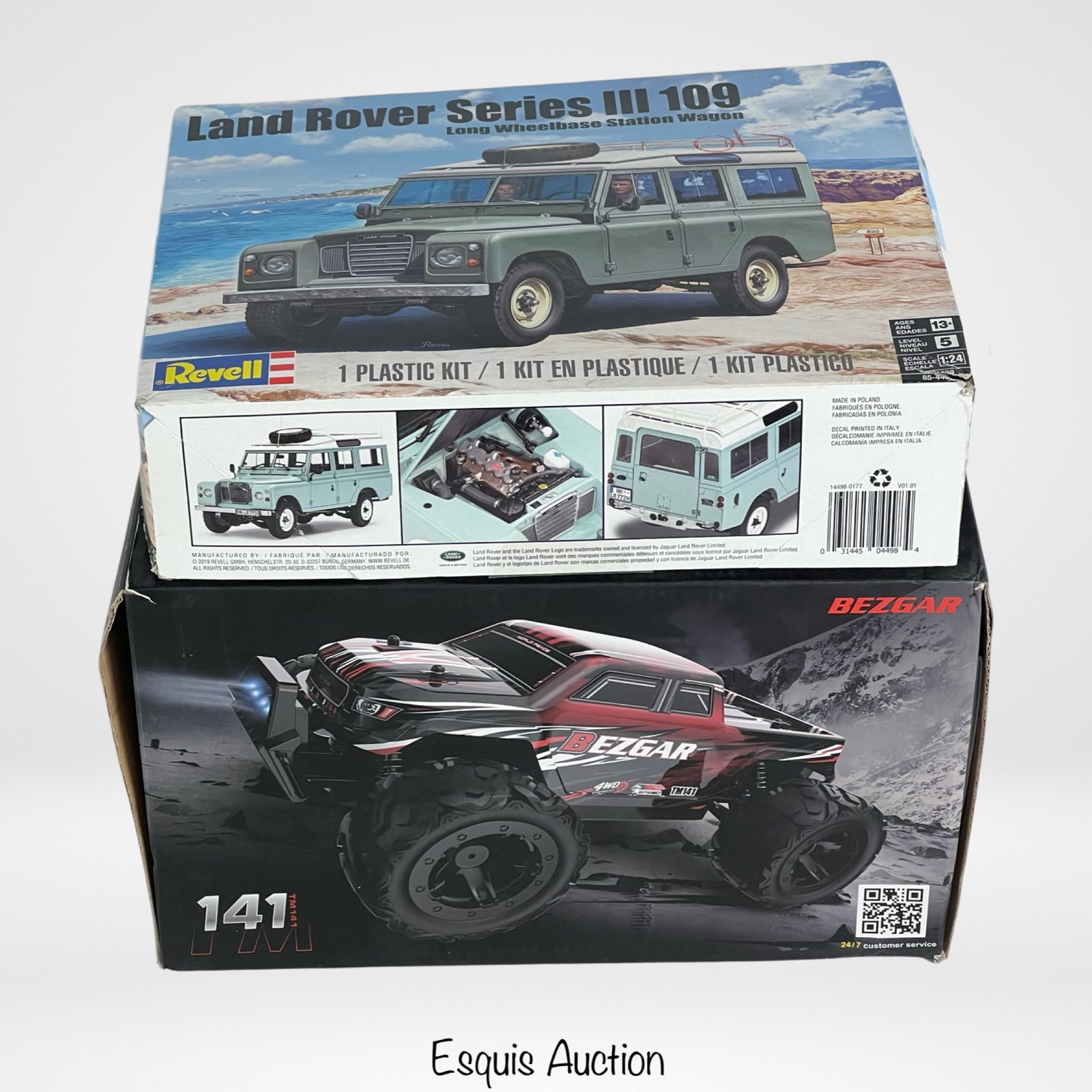 Bezgar RC Truck & Land Rover Model Kit: Bezgar RC Truck & Land Rover Model Kit . Both appear to be unassembled.