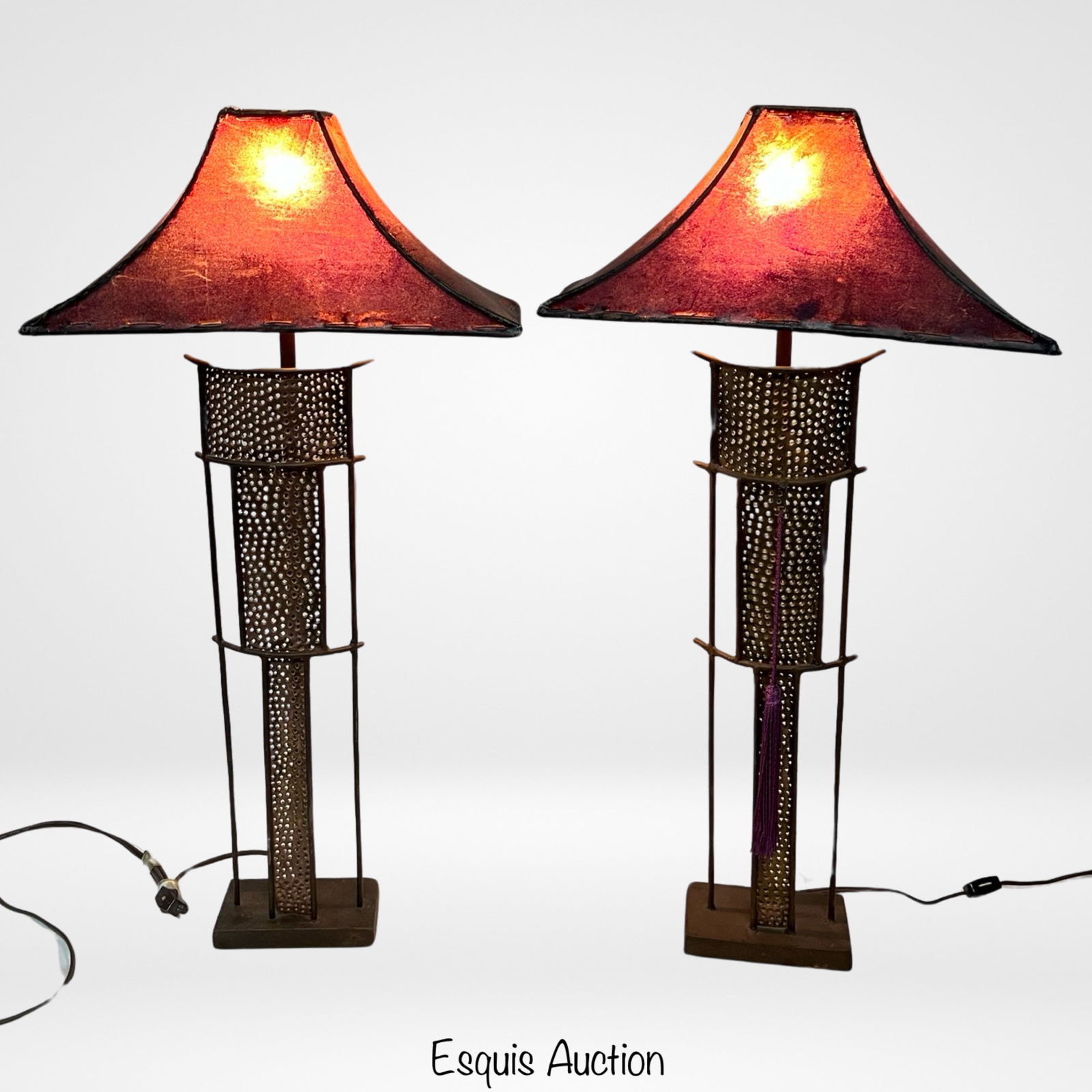 Vintage Rustic Metal Table Lamps with Tin Shades (1 of 3)