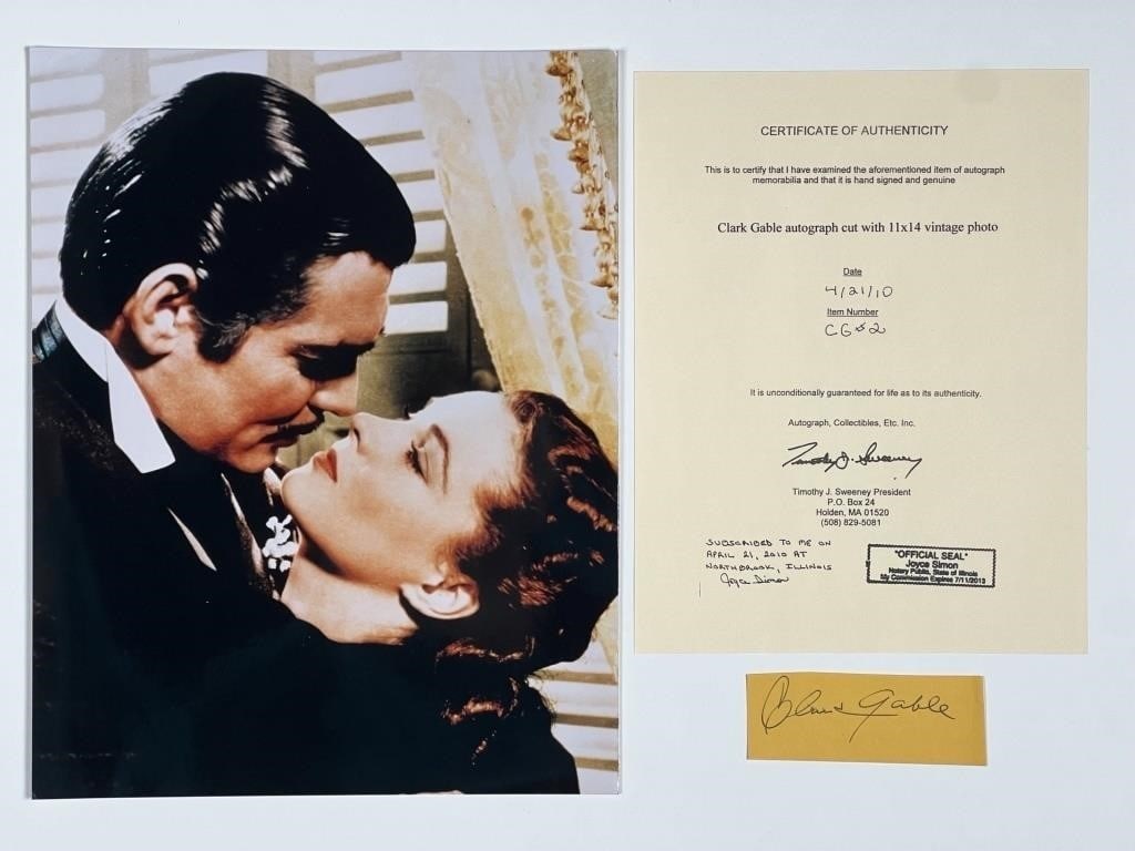 Clark Gable Signature w/ Gone with the Wind Photo (1 of 3)