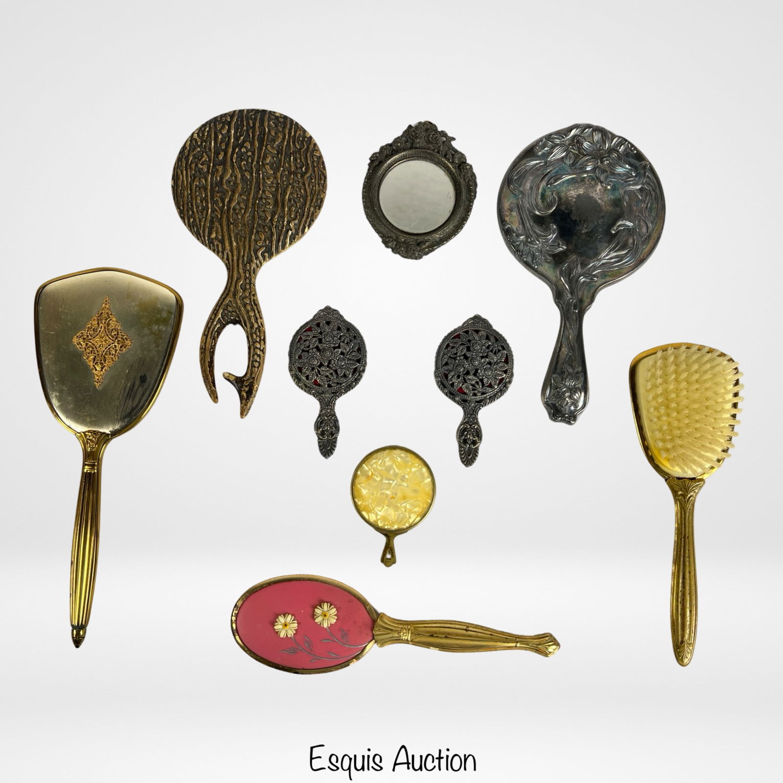 Group of Vintage Hand Held Vanity Mirrors & Brushe (1 of 3)