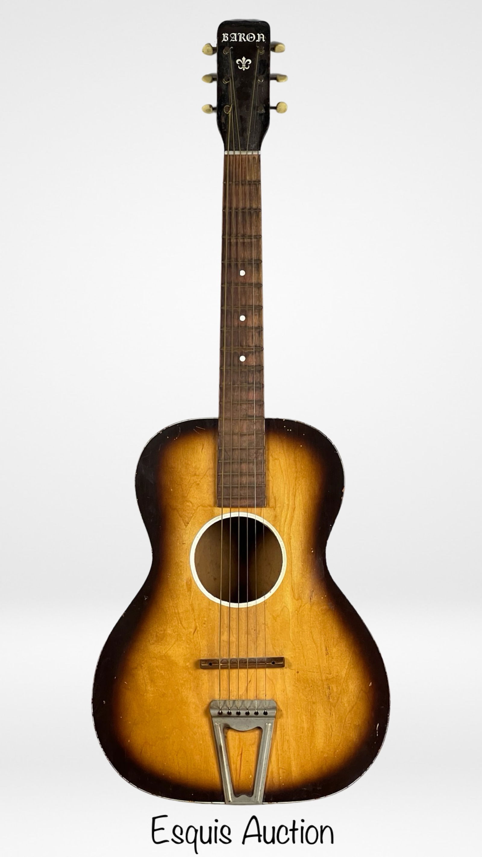 Vintage Baron Acoustic Guitar: Vintage Baron Acoustic Guitar. Shows some age related wear.