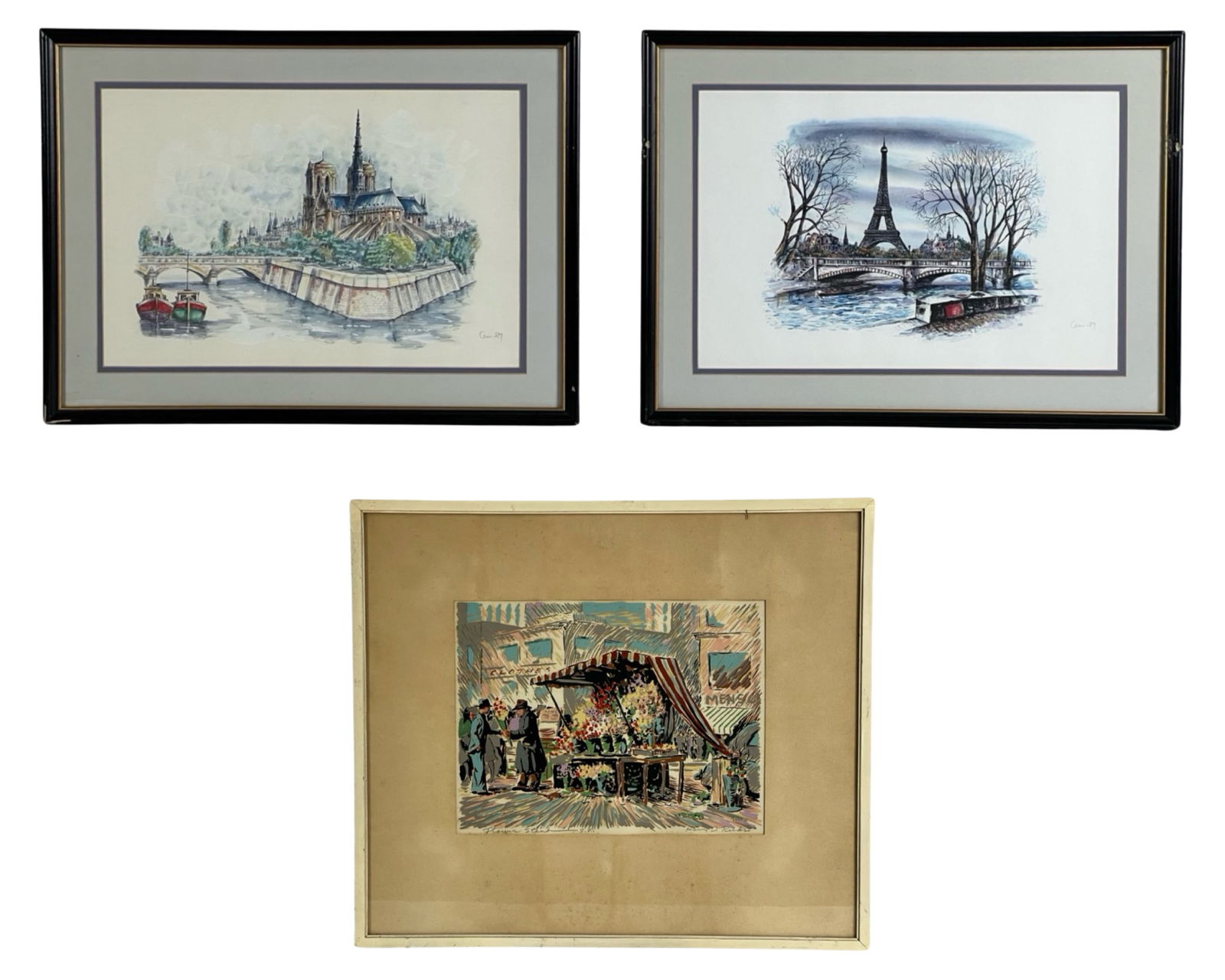 Group of Vintage Paris Scenes Framed Art (1 of 8)