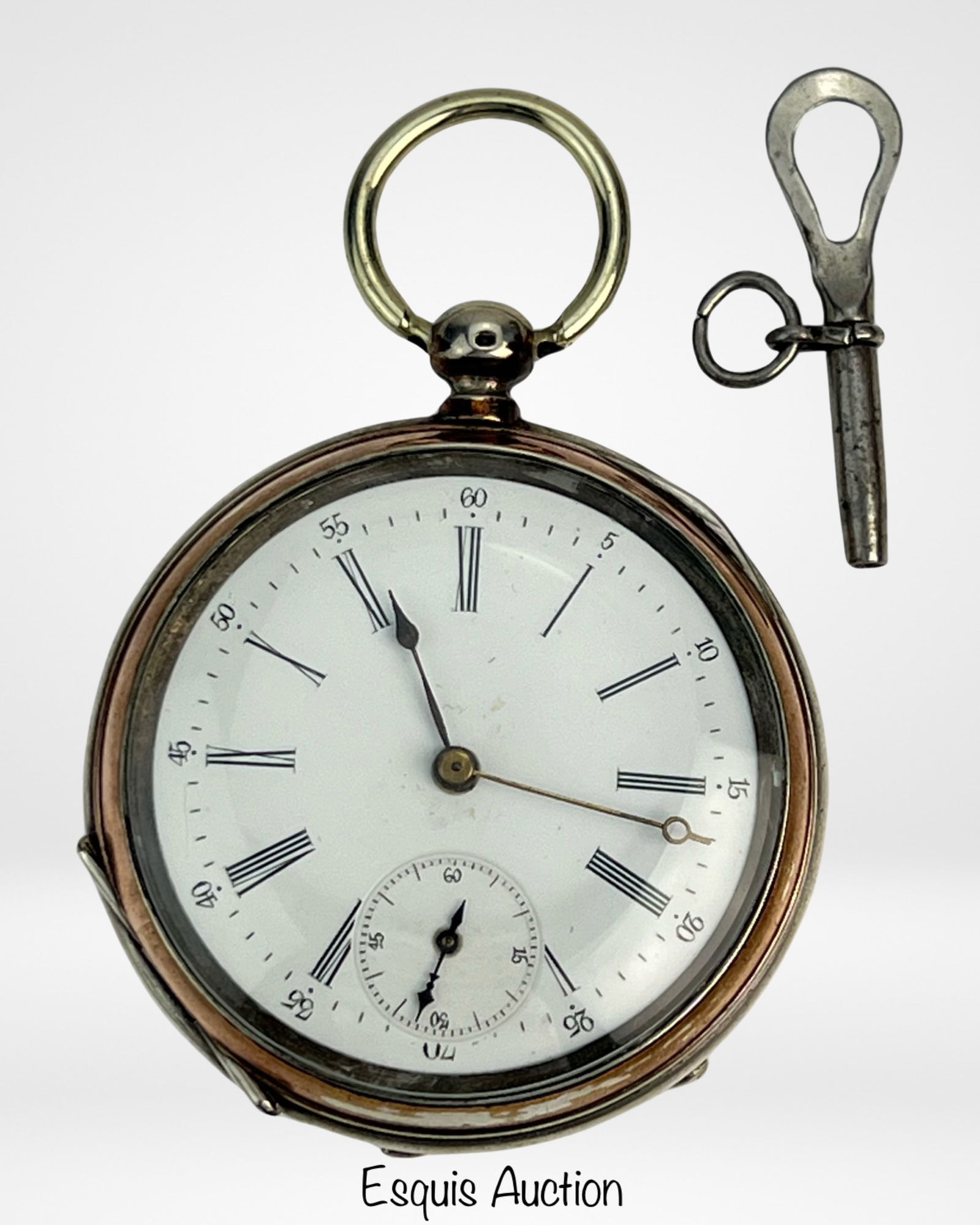 Antique Key Winding Swiss Pocket Watch Silver Case (1 of 5)