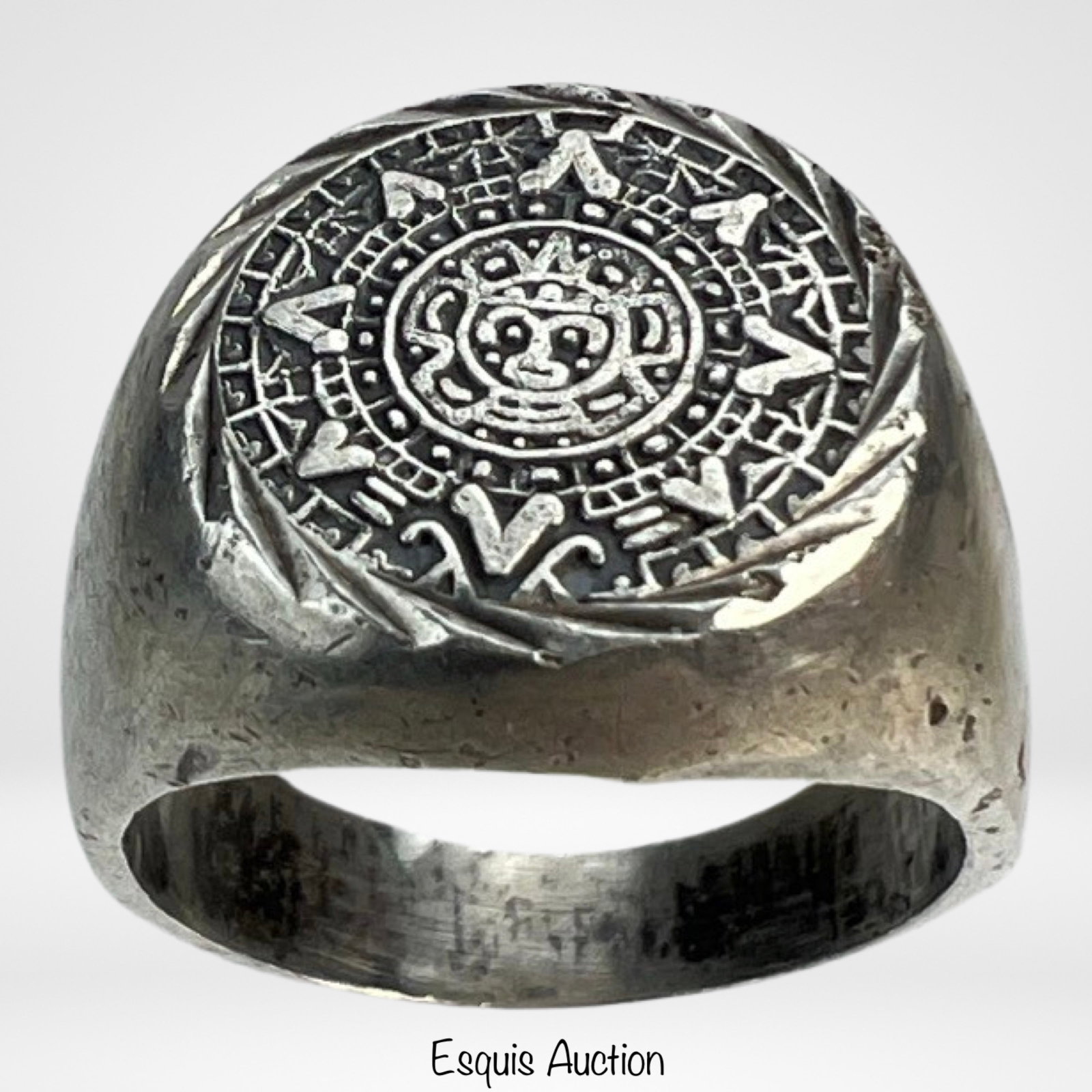 Sterling Silver Mayan/ Aztec Calendar Signet Ring: Sterling Silver Mayan/ Aztec Calendar Signet Ring. Size- 7.